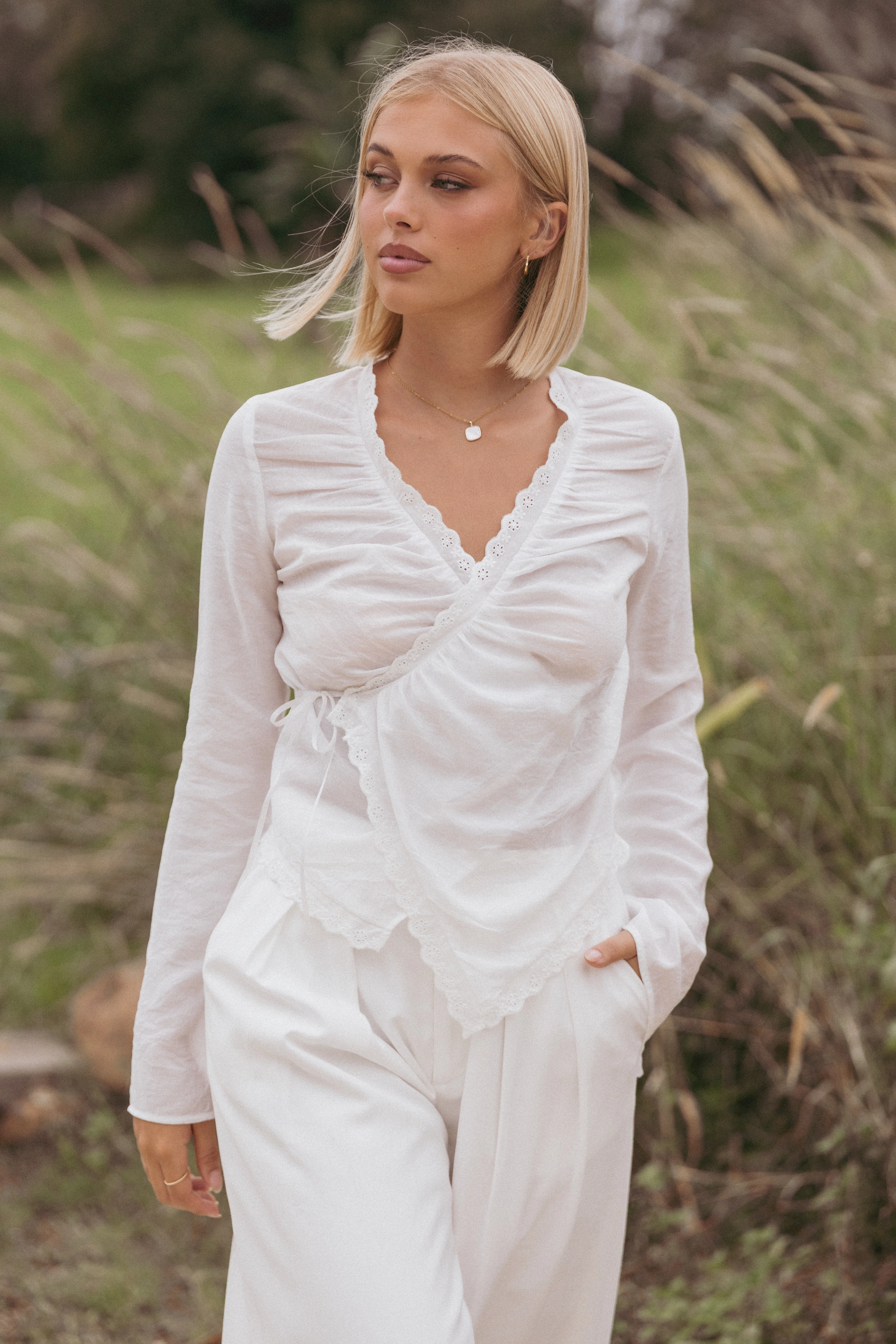 Adira Wrap Blouse - White