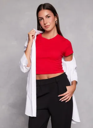 Basic Crew Neck Cropped Tee