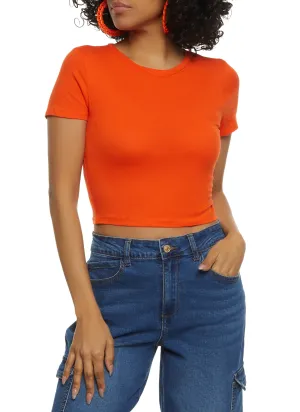 Basic Crew Neck Cropped Tee