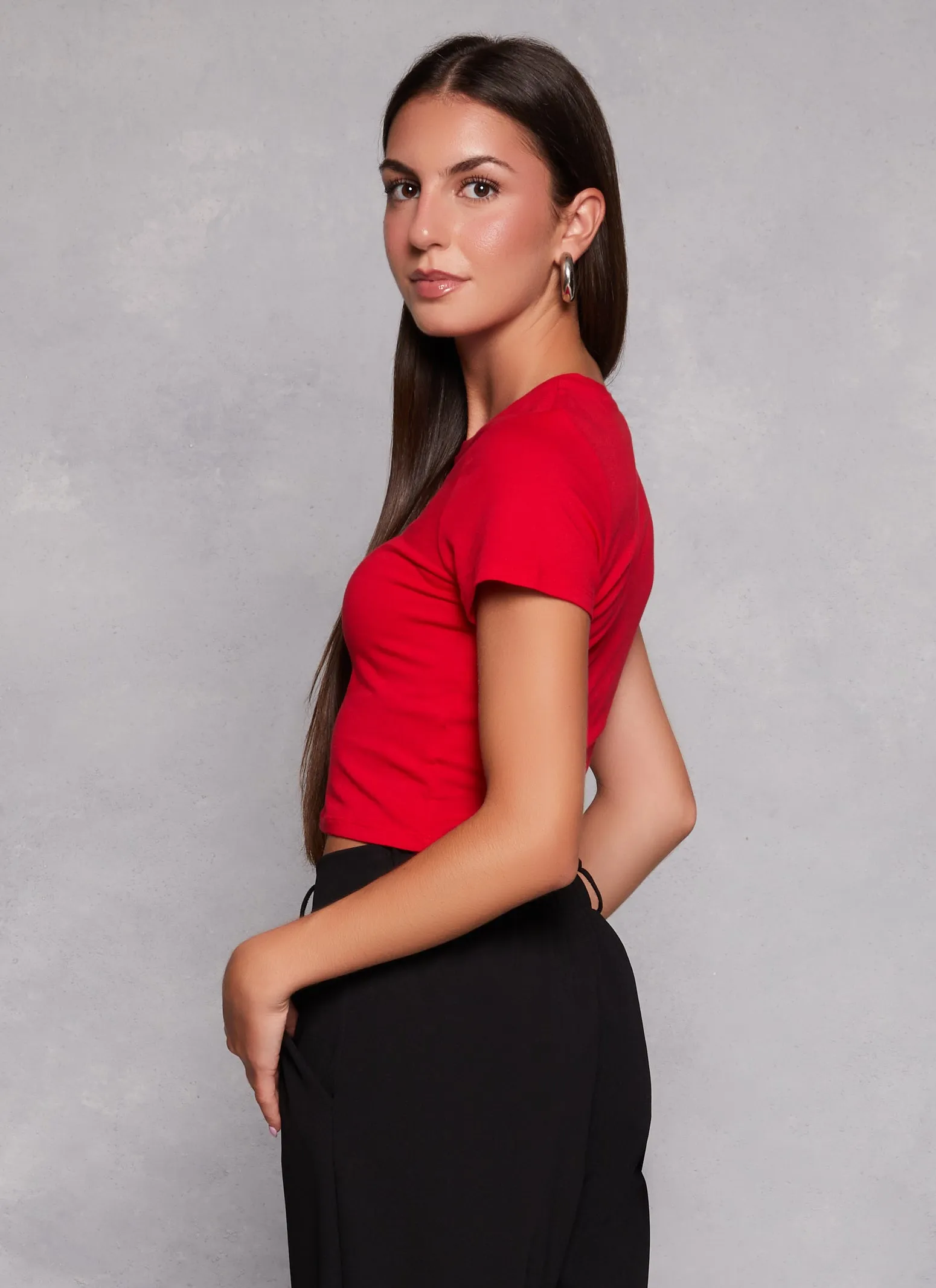 Basic Crew Neck Cropped Tee