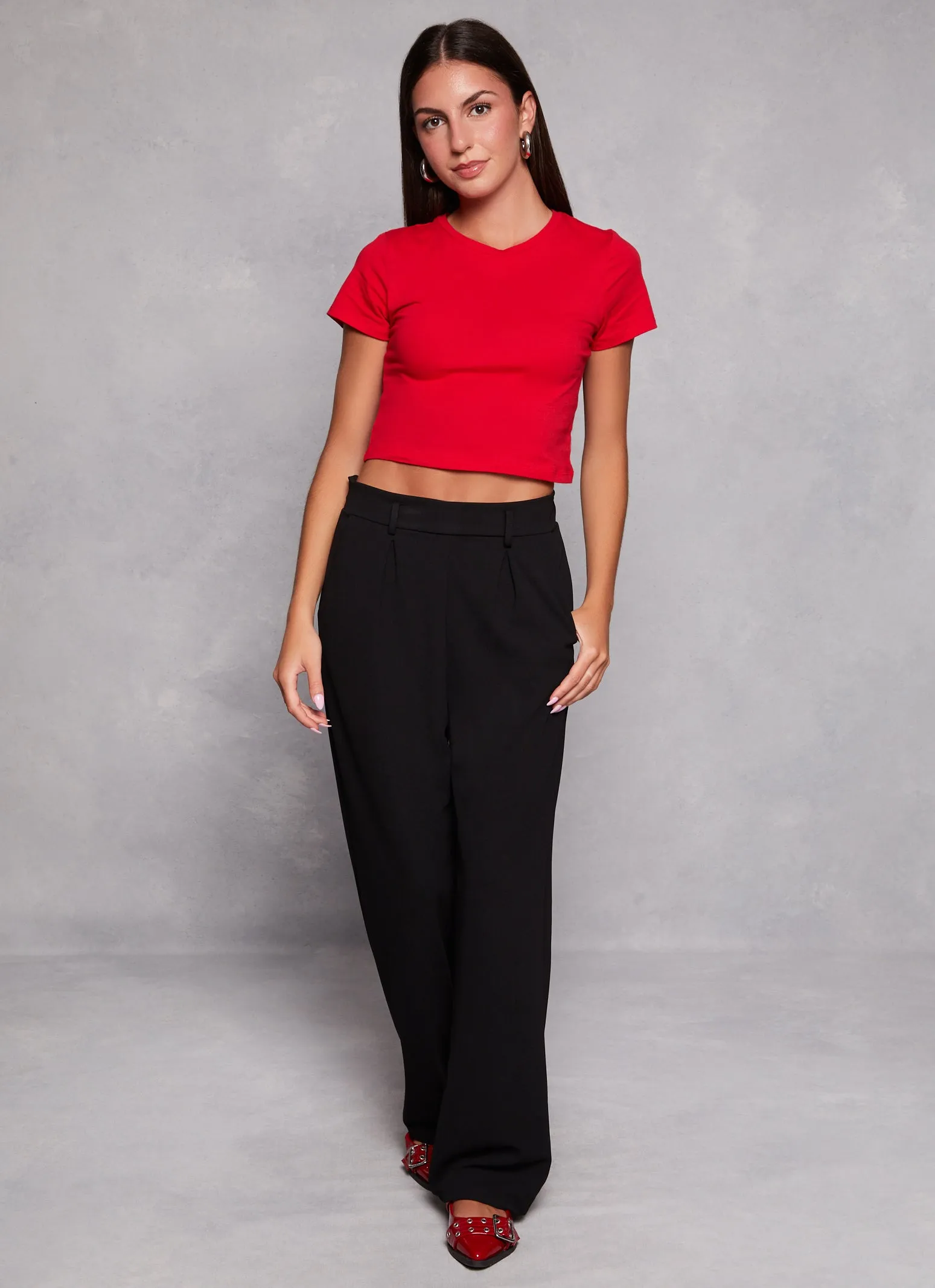 Basic Crew Neck Cropped Tee