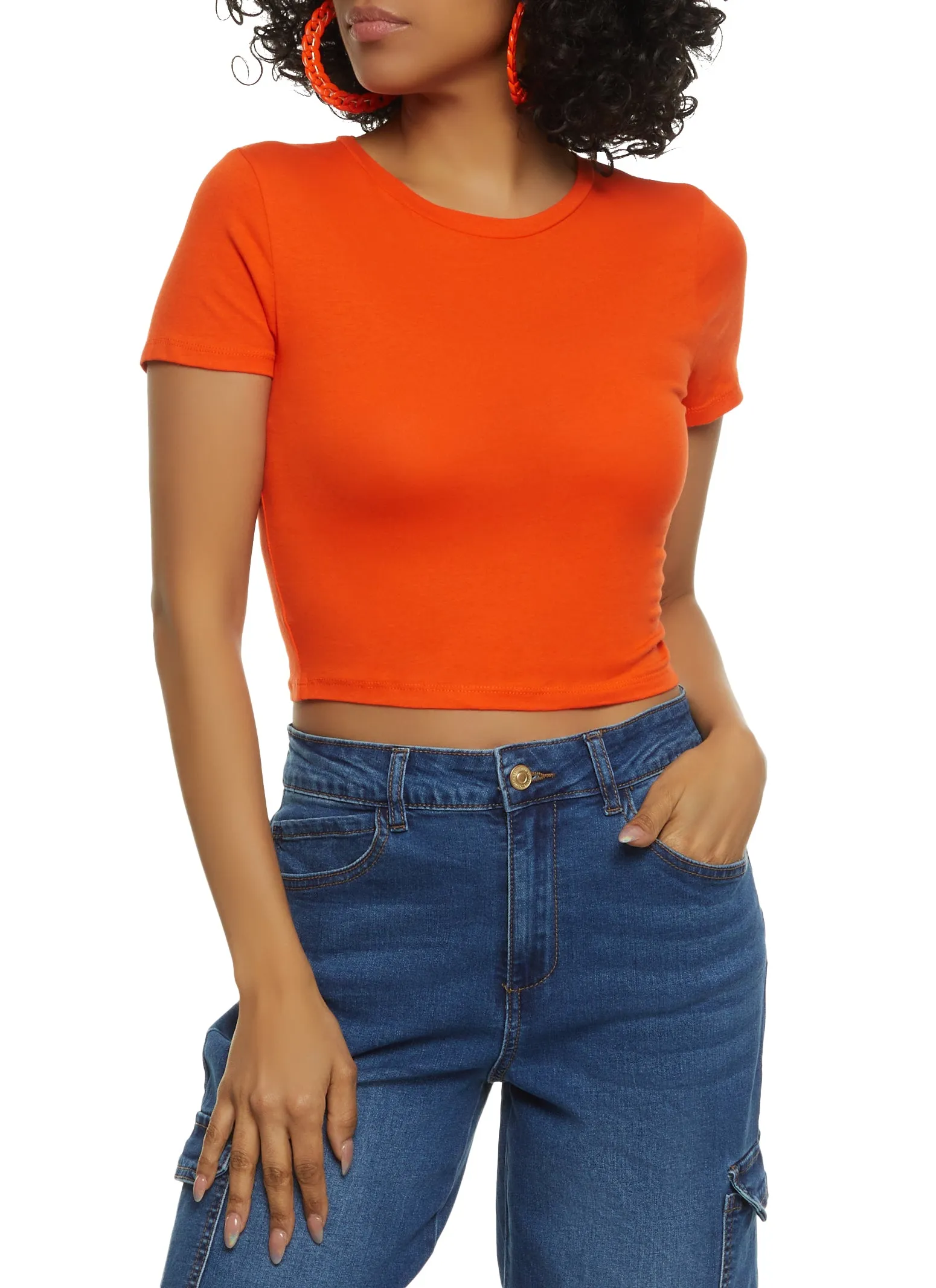 Basic Crew Neck Cropped Tee