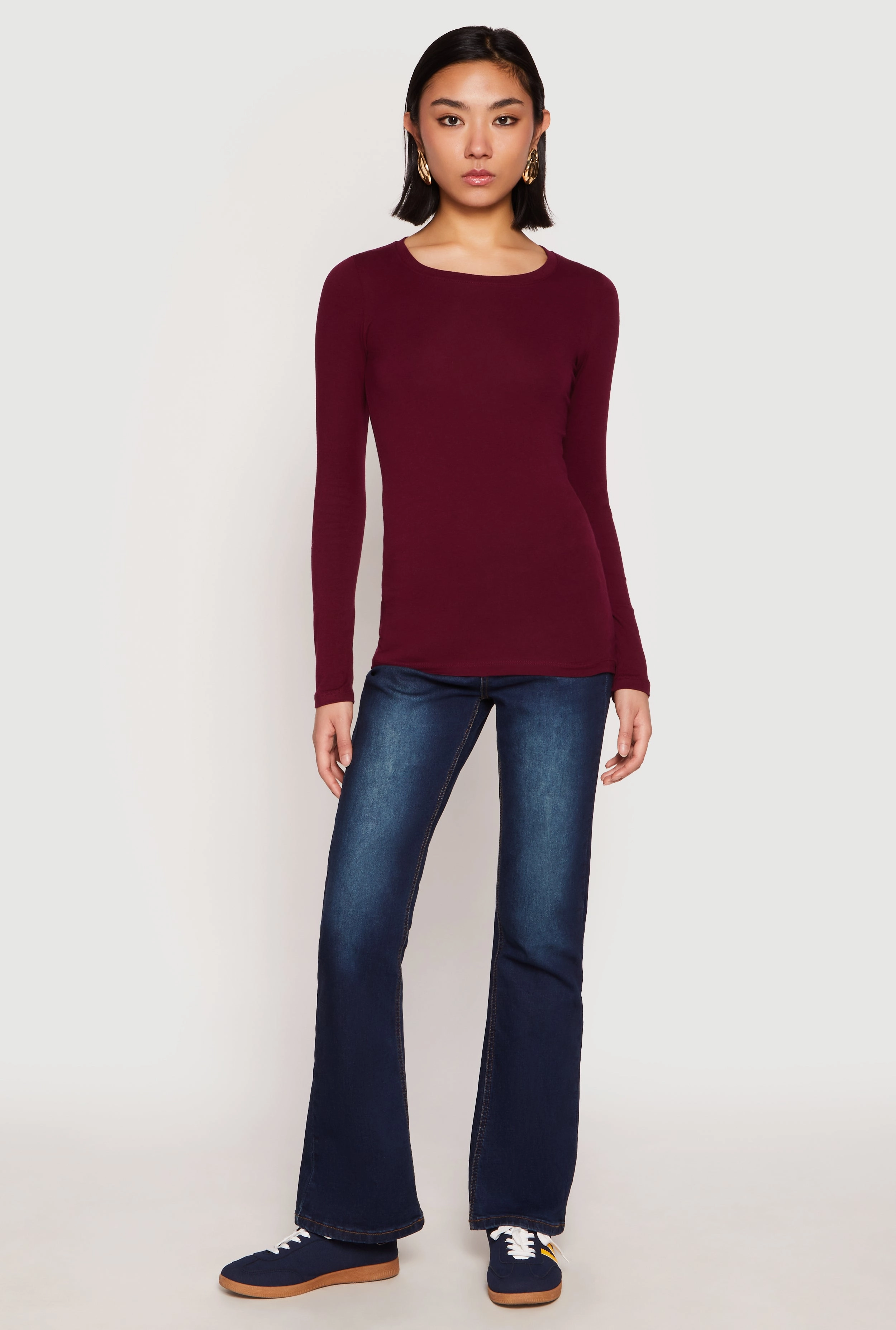 Basic Long Sleeve Crew Neck T Shirt