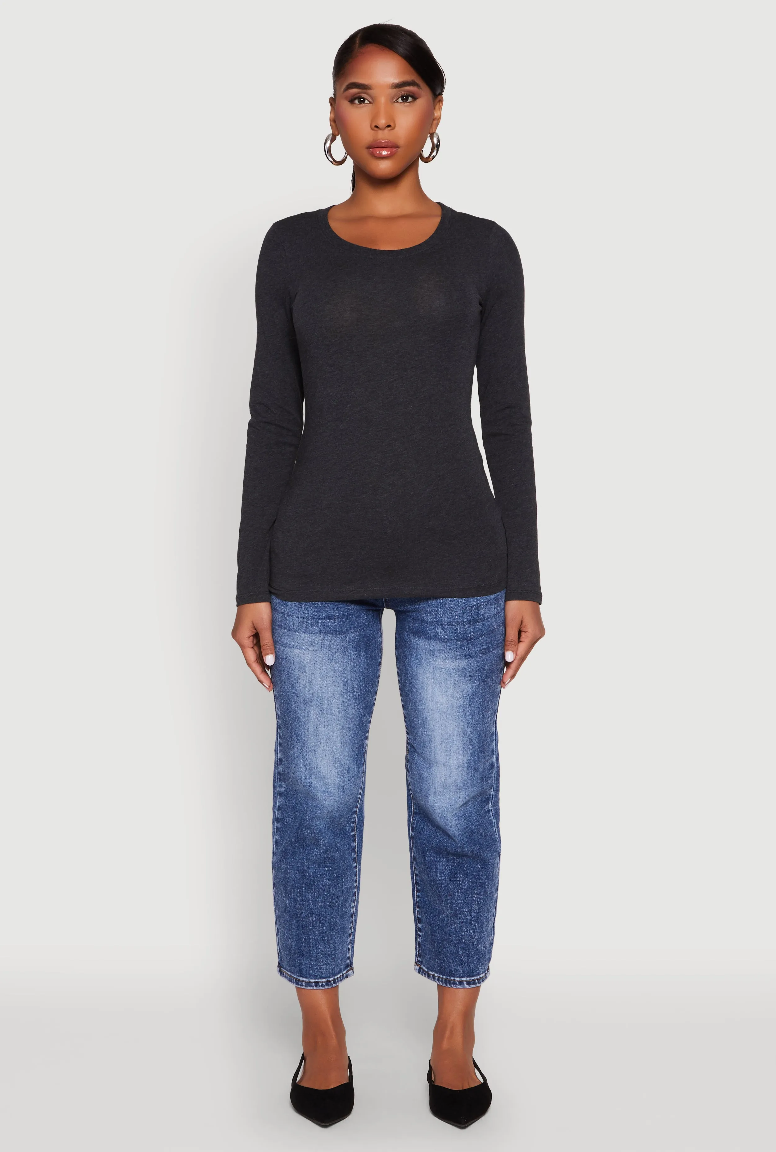 Basic Long Sleeve Crew Neck T Shirt