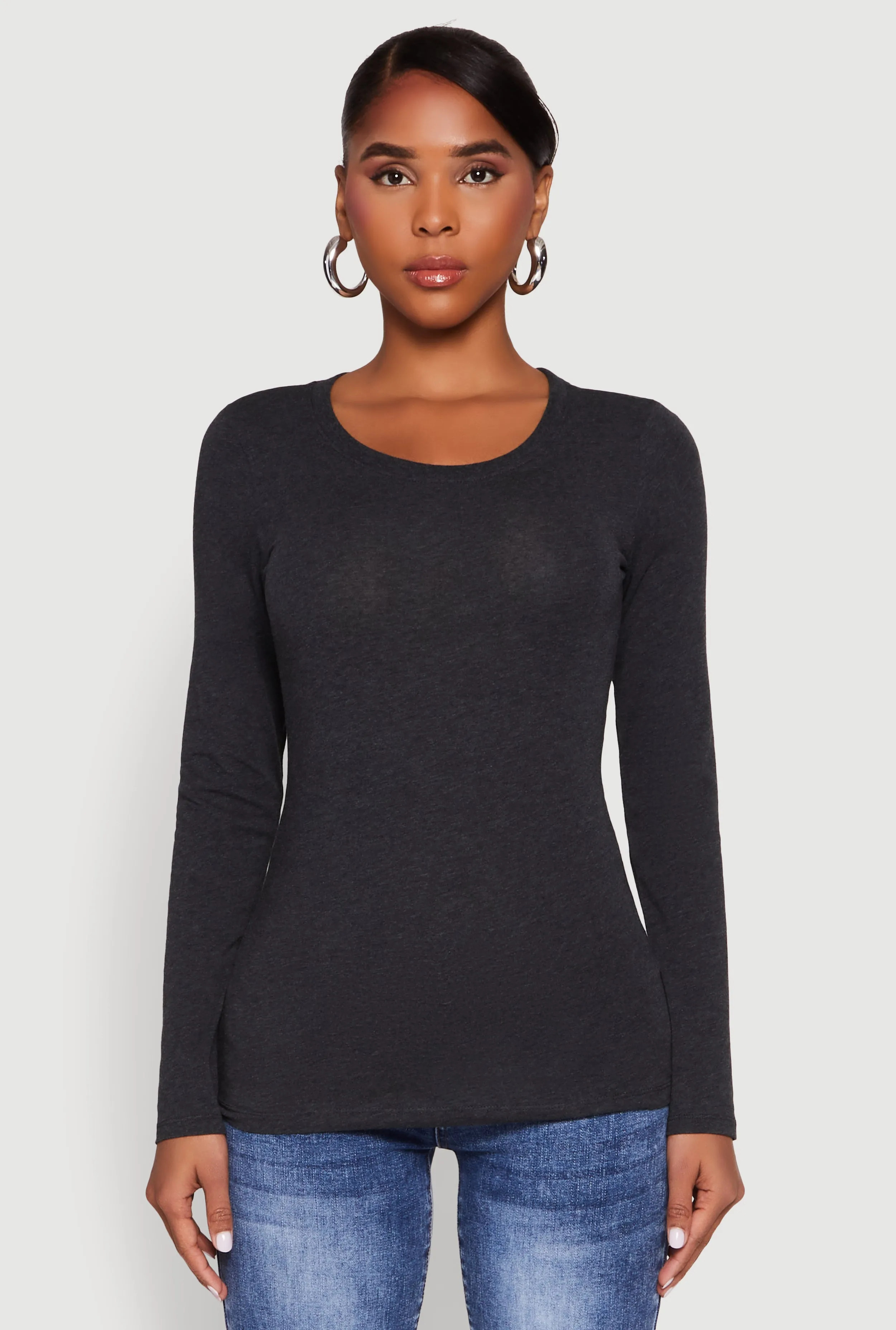 Basic Long Sleeve Crew Neck T Shirt