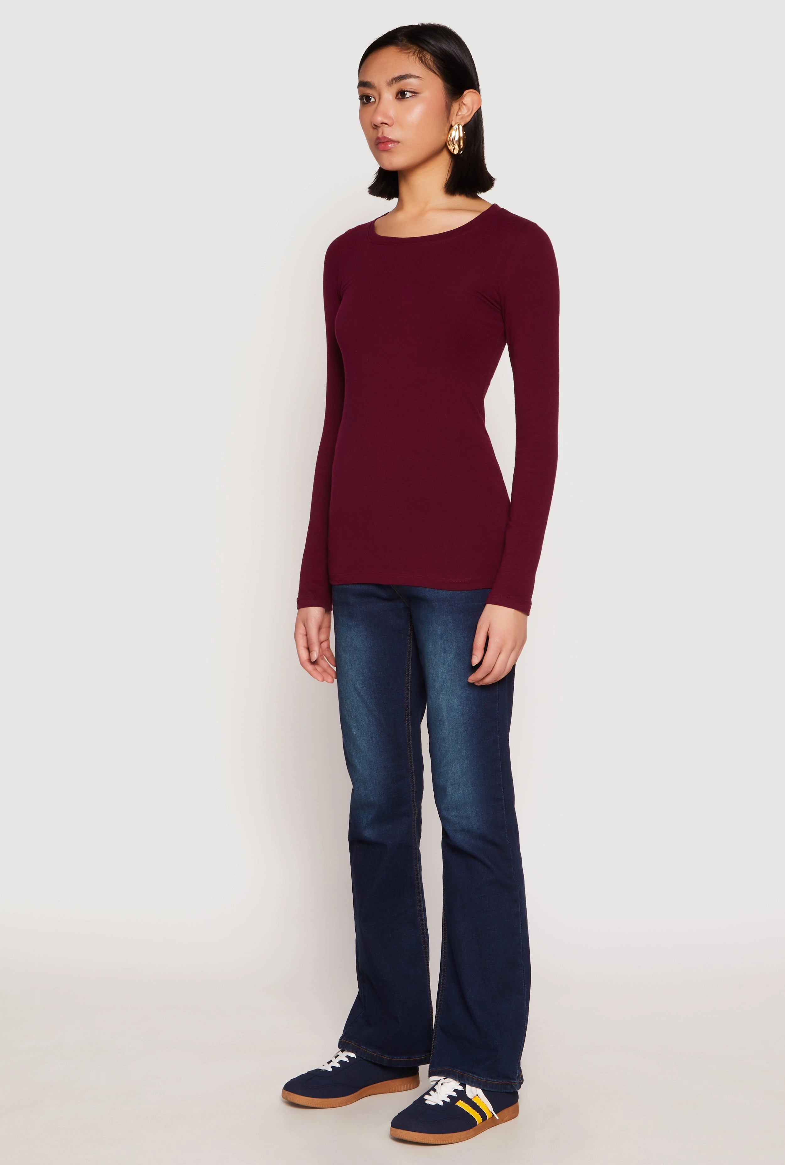 Basic Long Sleeve Crew Neck T Shirt