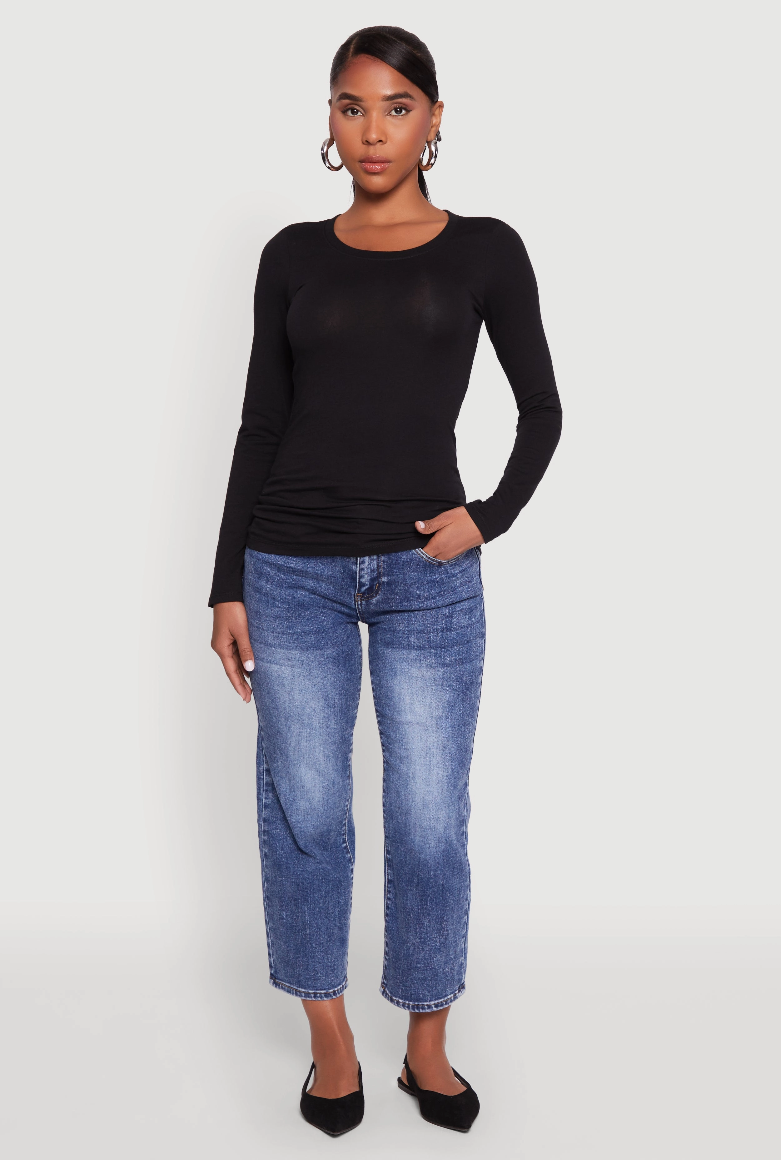 Basic Long Sleeve Crew Neck T Shirt
