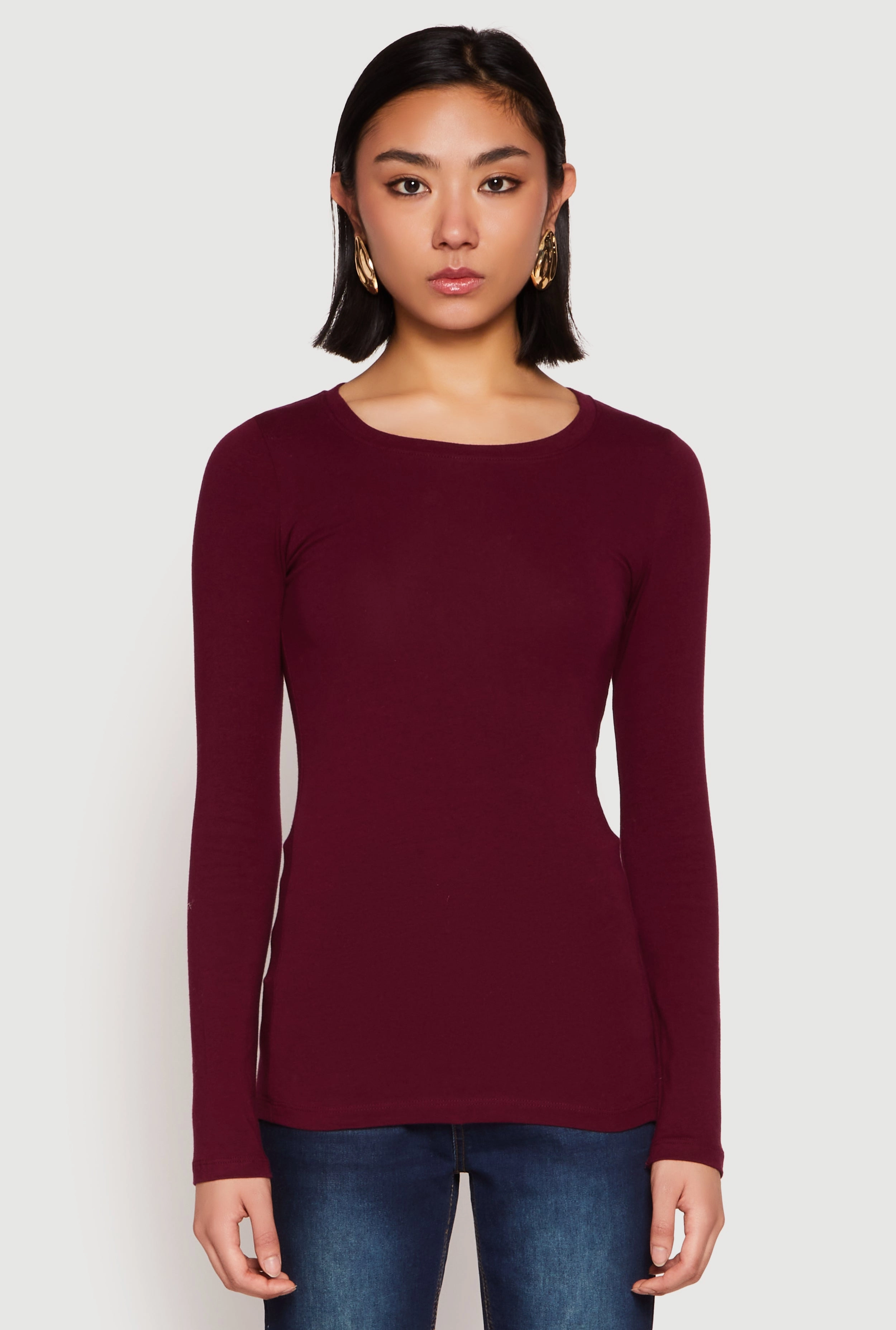 Basic Long Sleeve Crew Neck T Shirt
