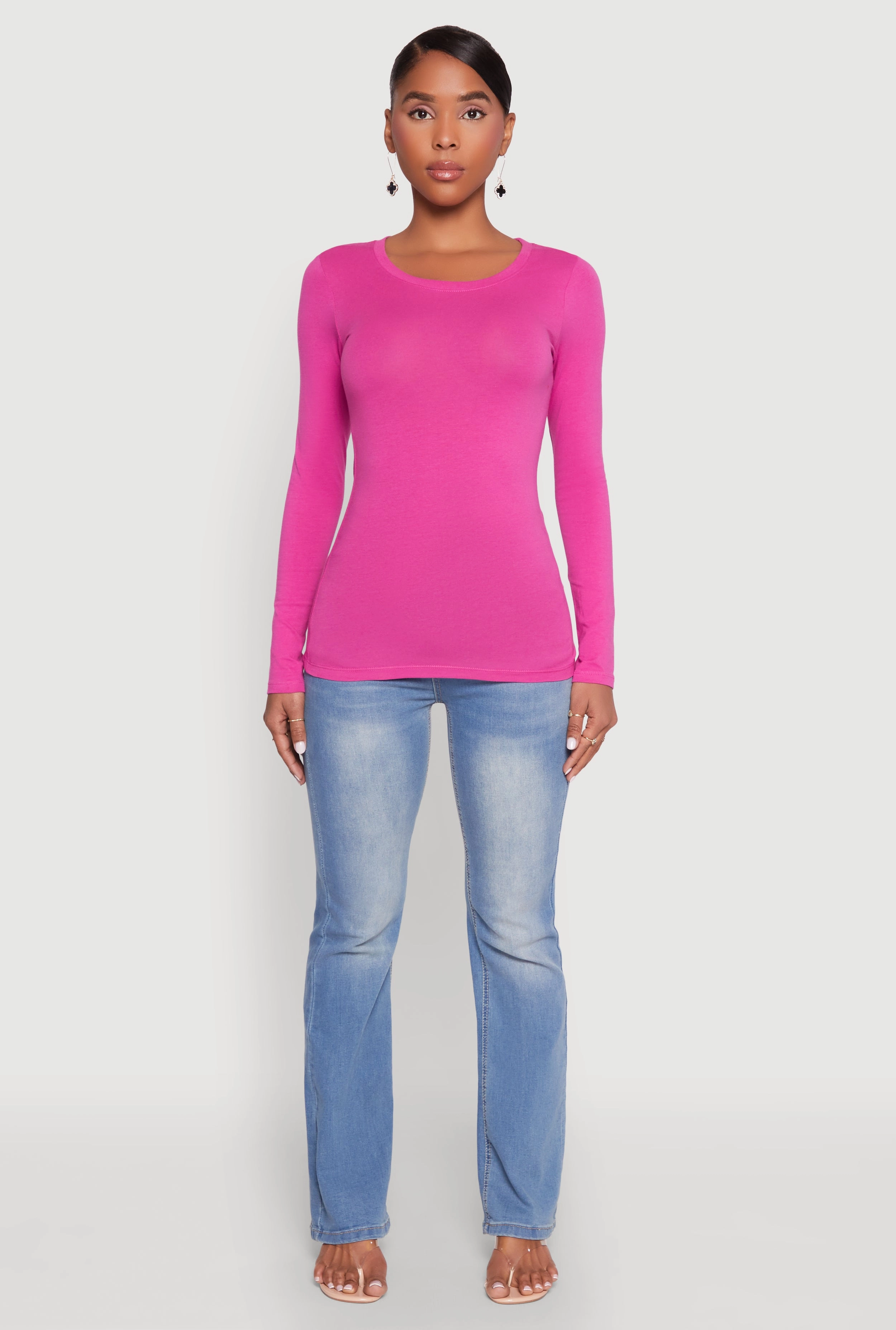 Basic Long Sleeve Crew Neck T Shirt