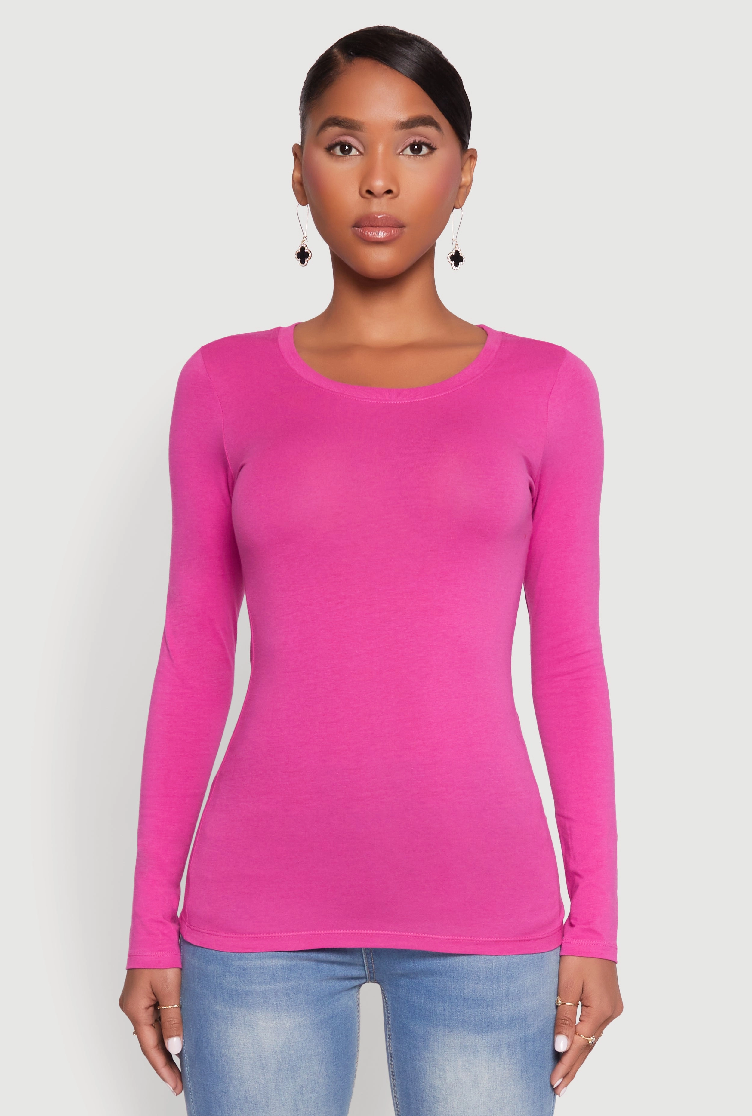 Basic Long Sleeve Crew Neck T Shirt