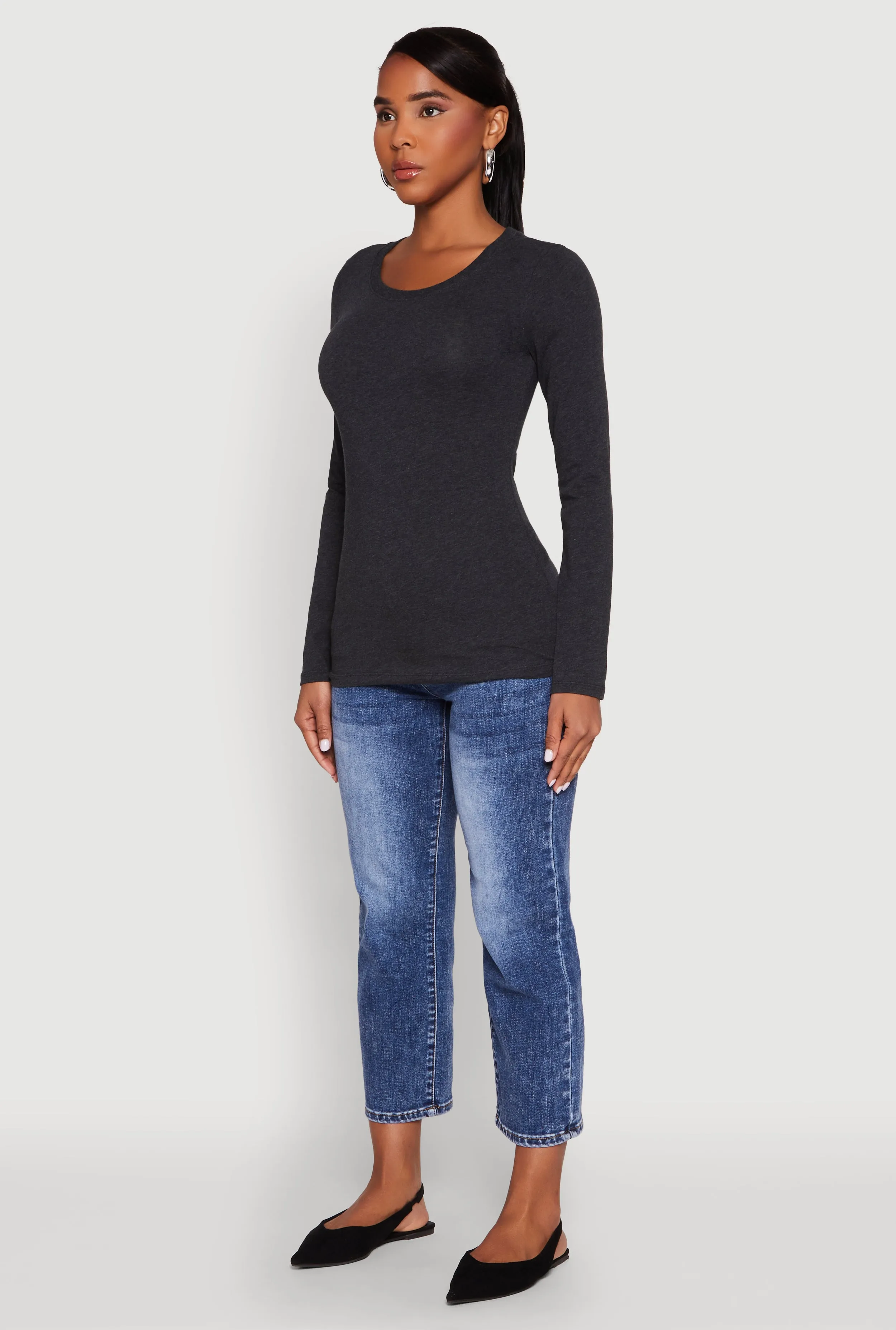 Basic Long Sleeve Crew Neck T Shirt