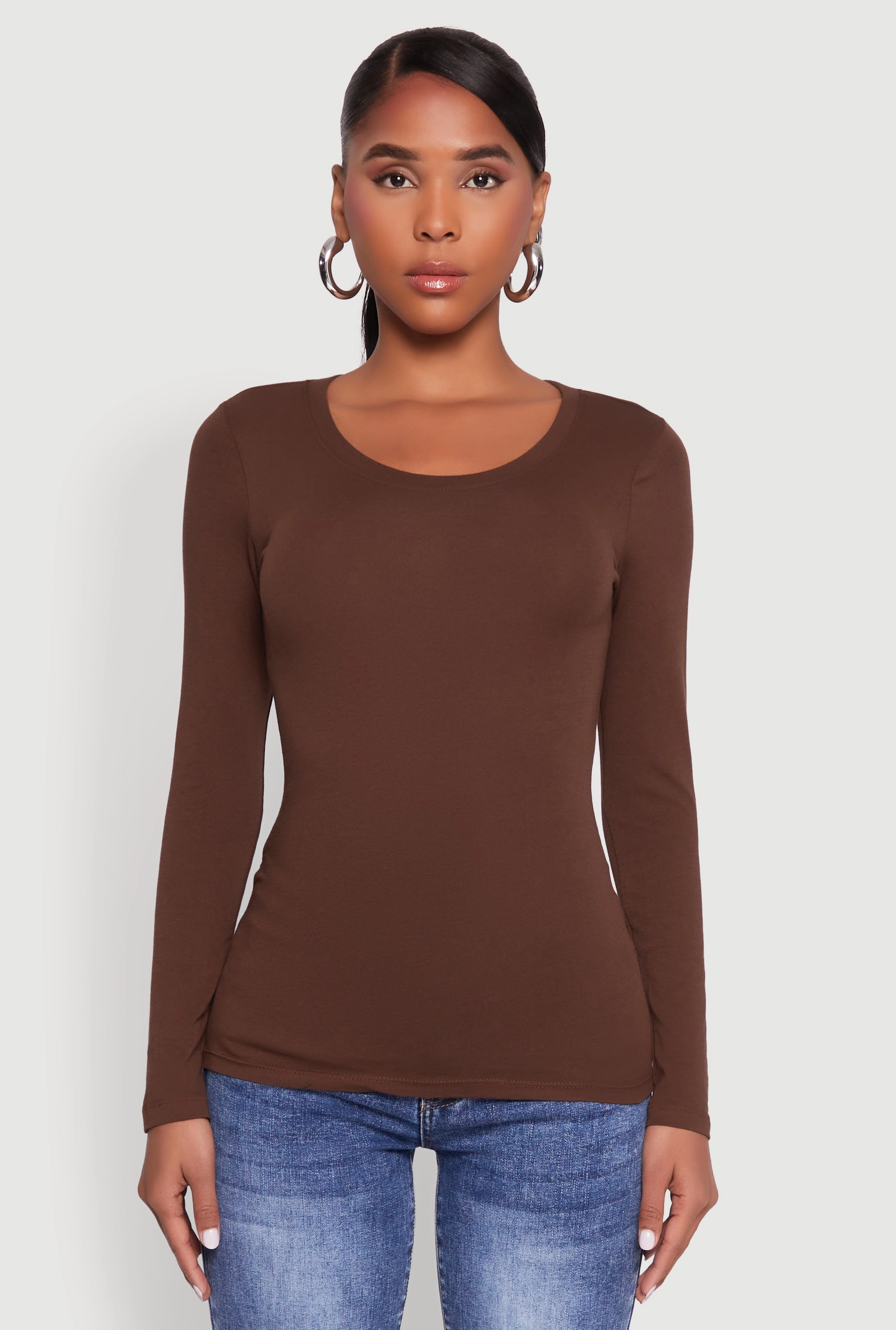 Basic Long Sleeve V Neck Tee
