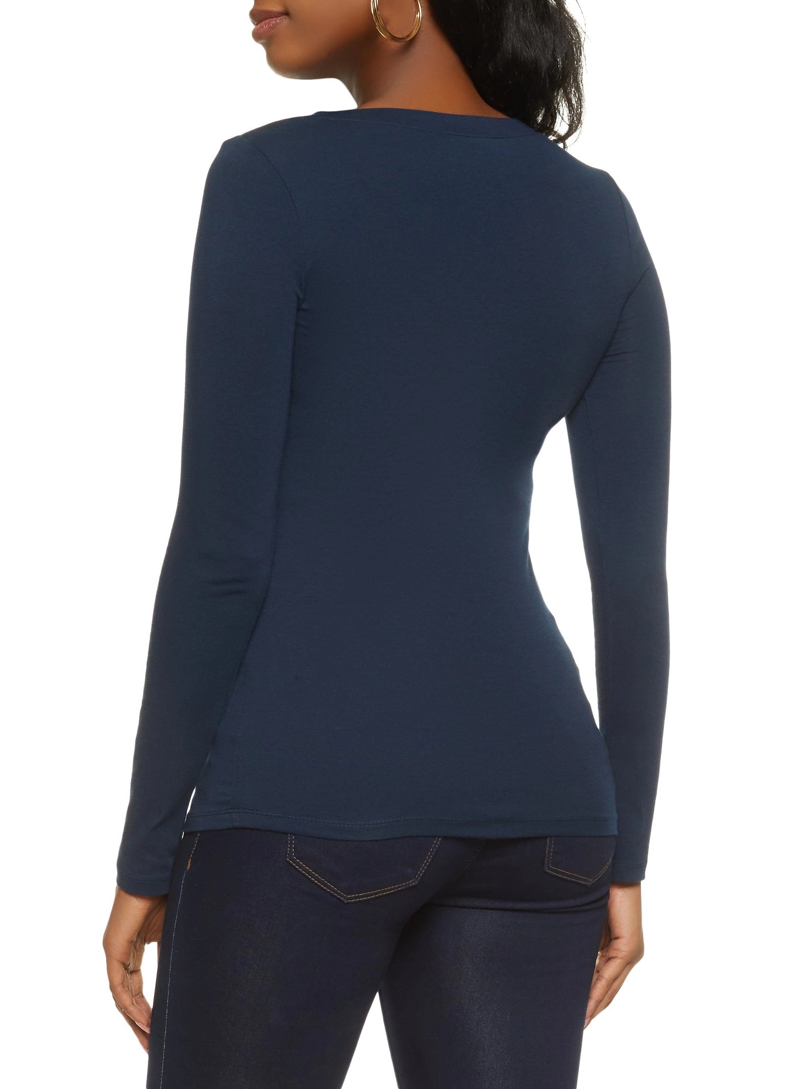 Basic Long Sleeve V Neck Tee