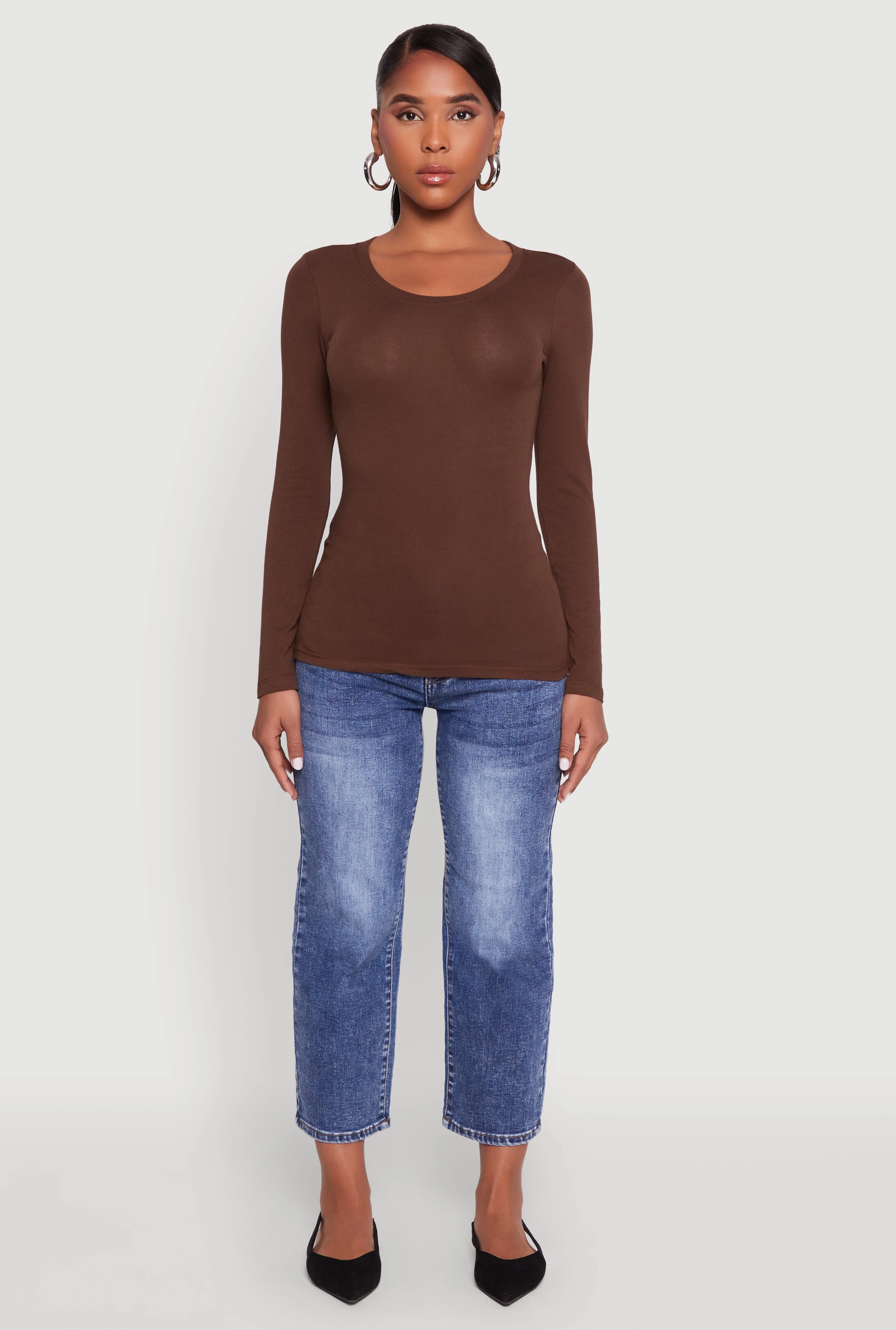 Basic Long Sleeve V Neck Tee