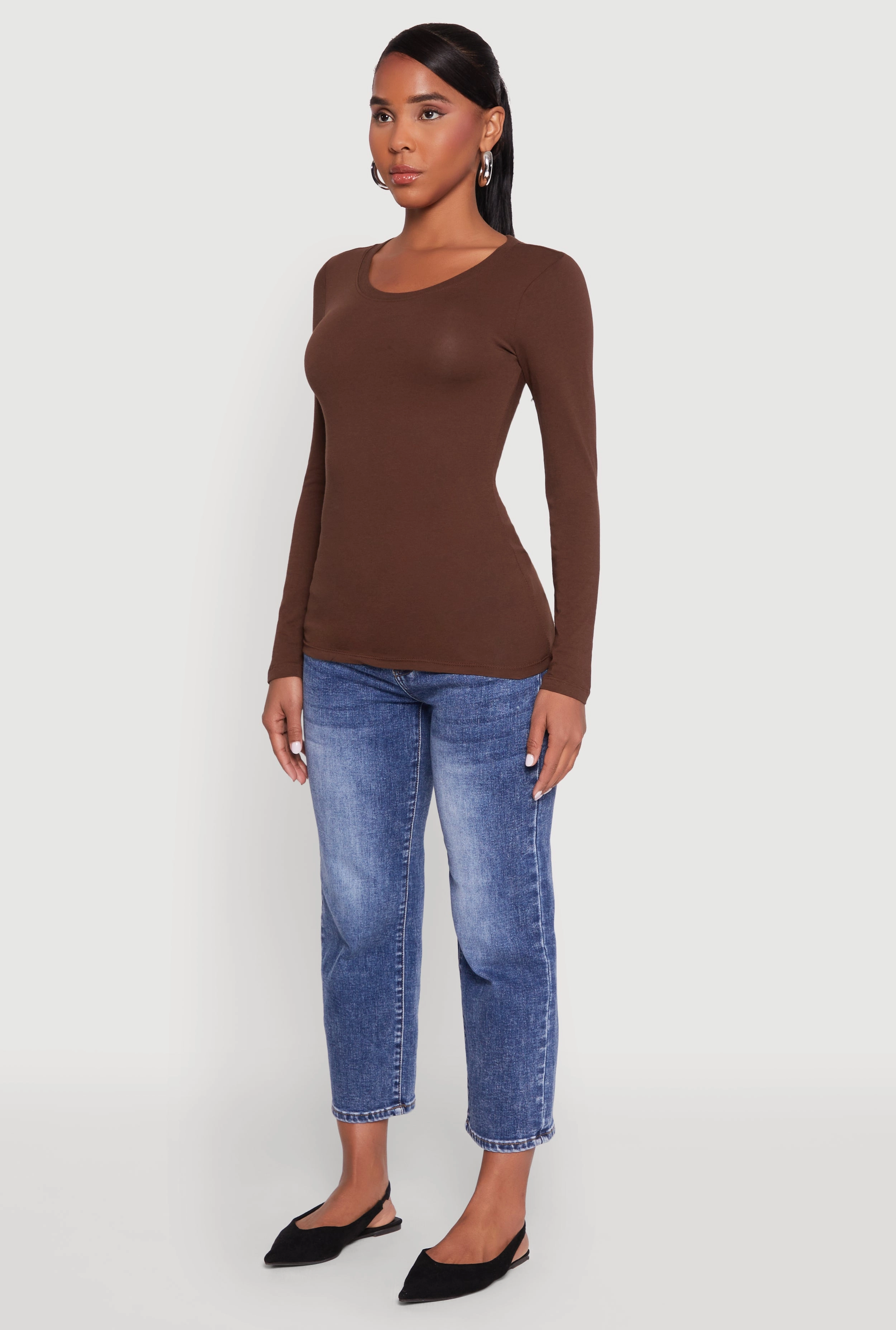 Basic Long Sleeve V Neck Tee