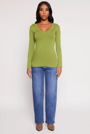 Basic Long Sleeve V Neck Tee