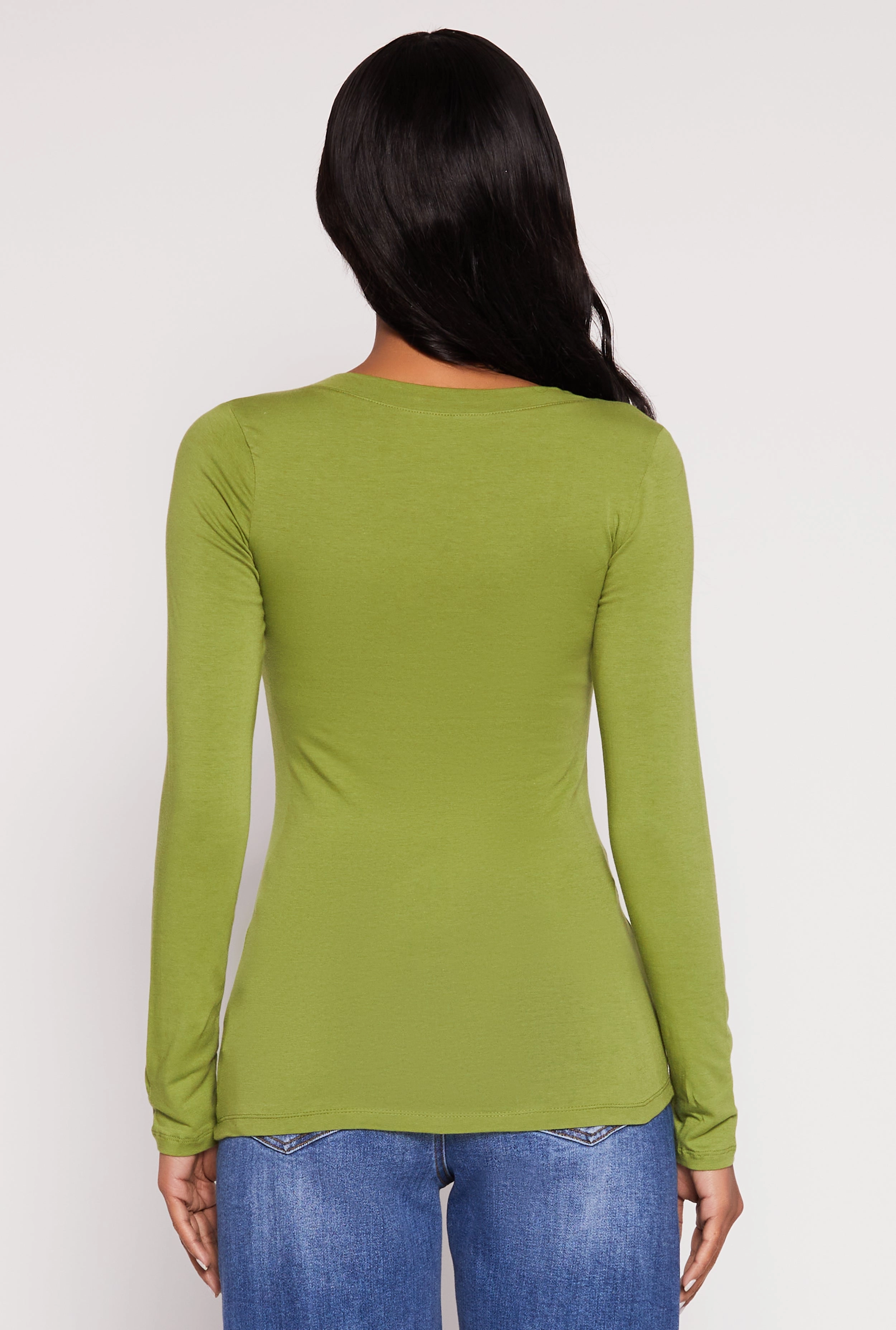Basic Long Sleeve V Neck Tee