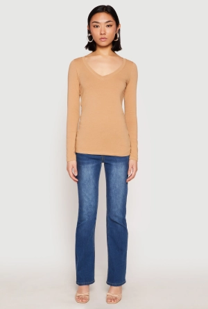Basic Long Sleeve V Neck Tee