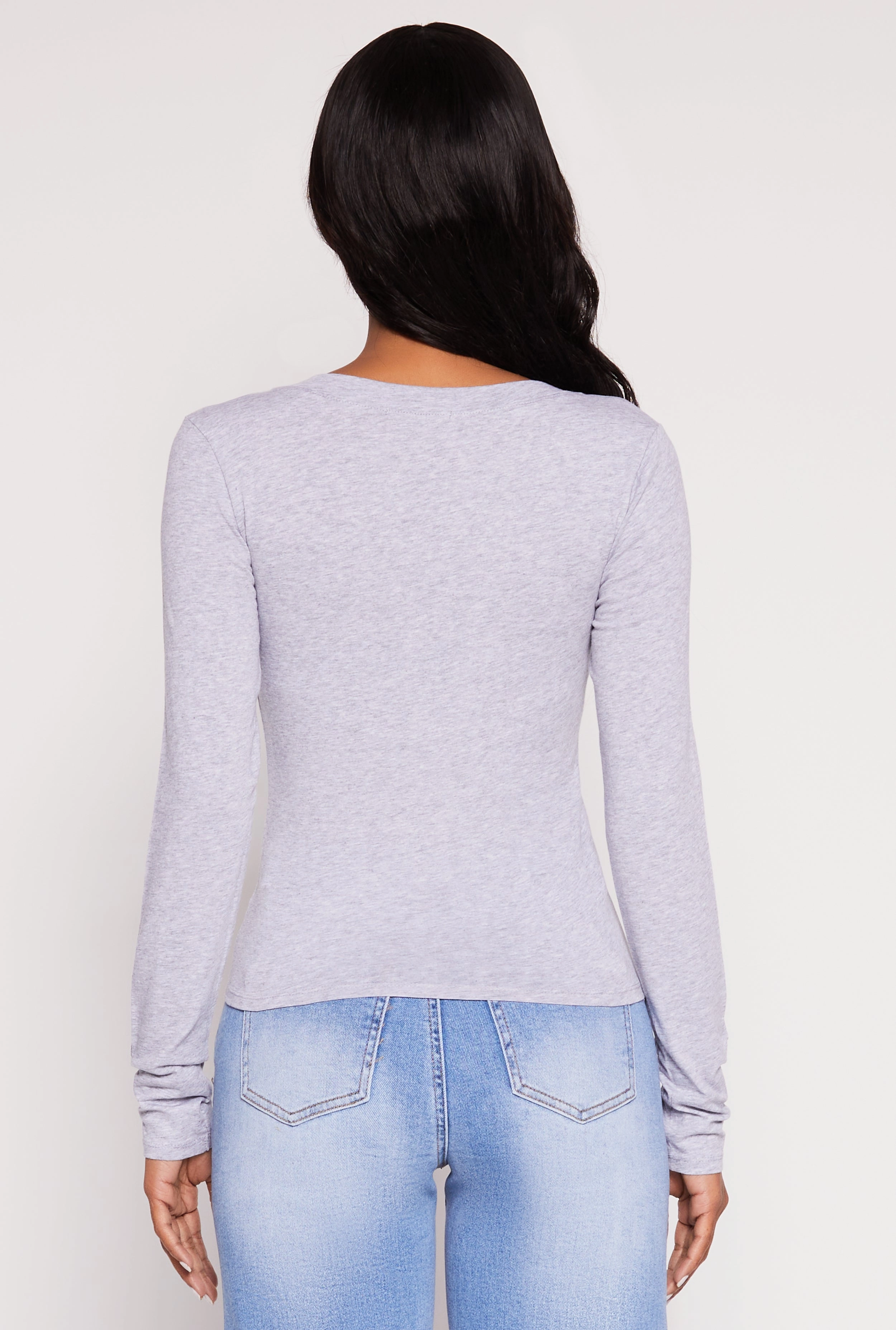 Basic Long Sleeve V Neck Top