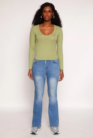 Basic Long Sleeve V Neck Top