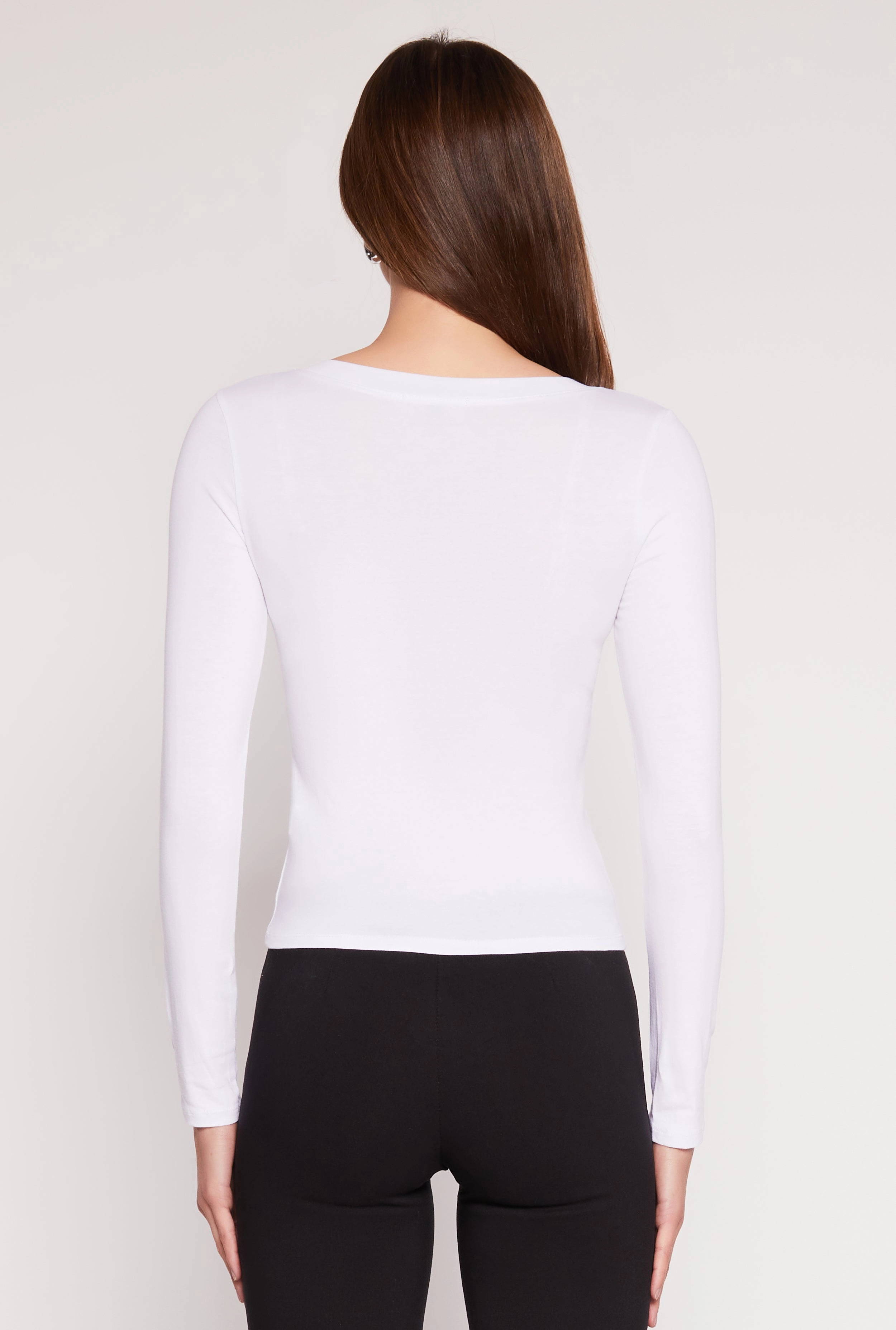 Basic Long Sleeve V Neck Top