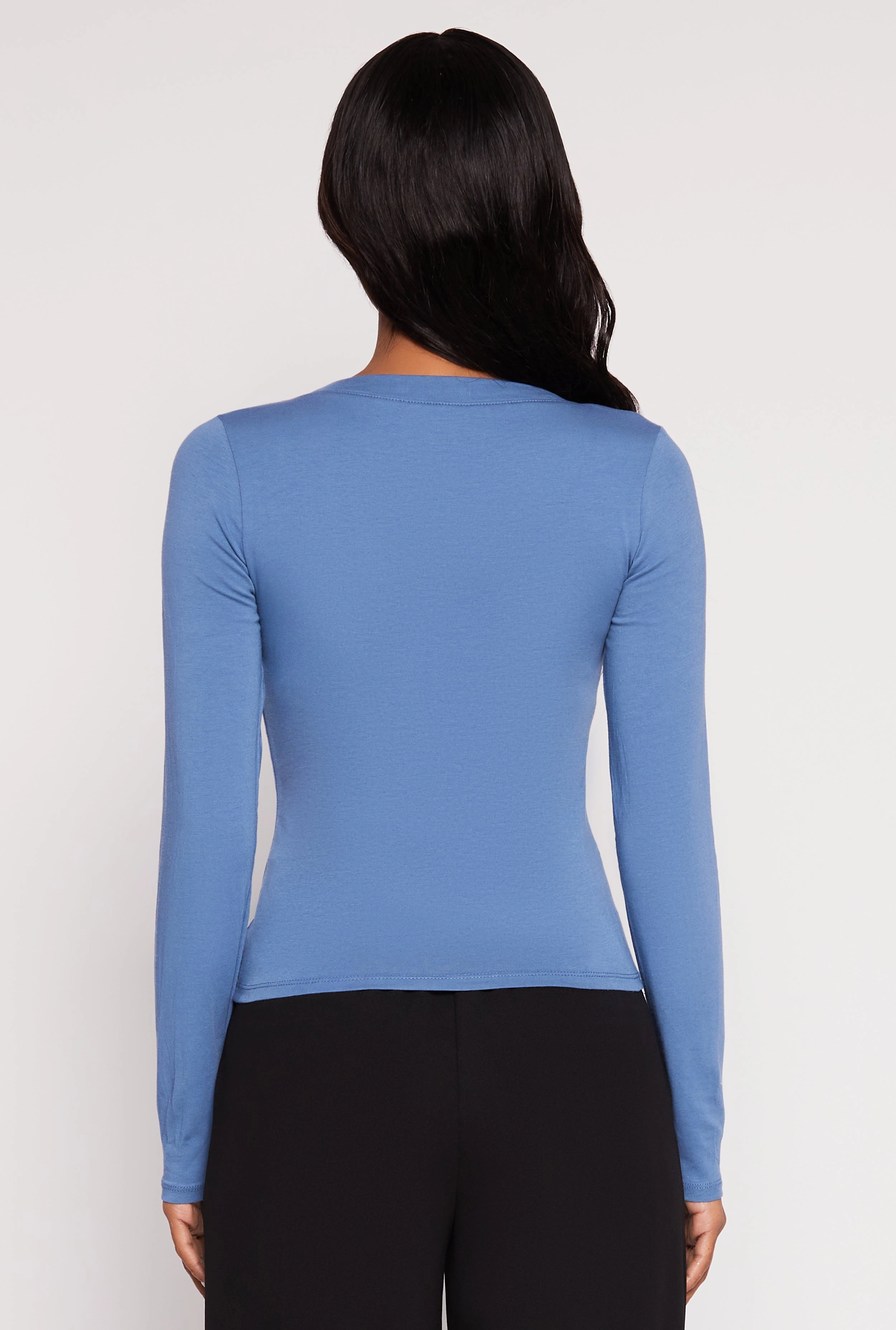 Basic Long Sleeve V Neck Top