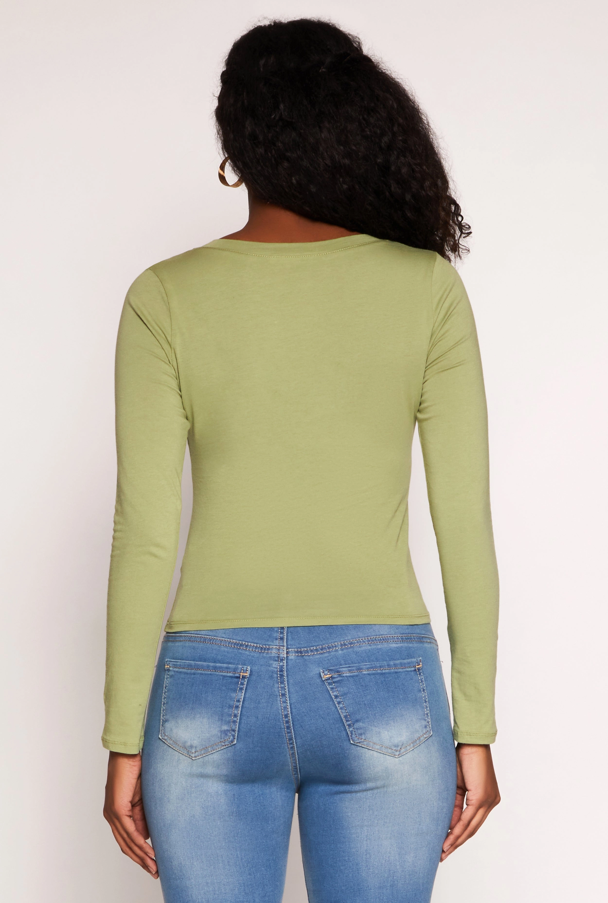 Basic Long Sleeve V Neck Top