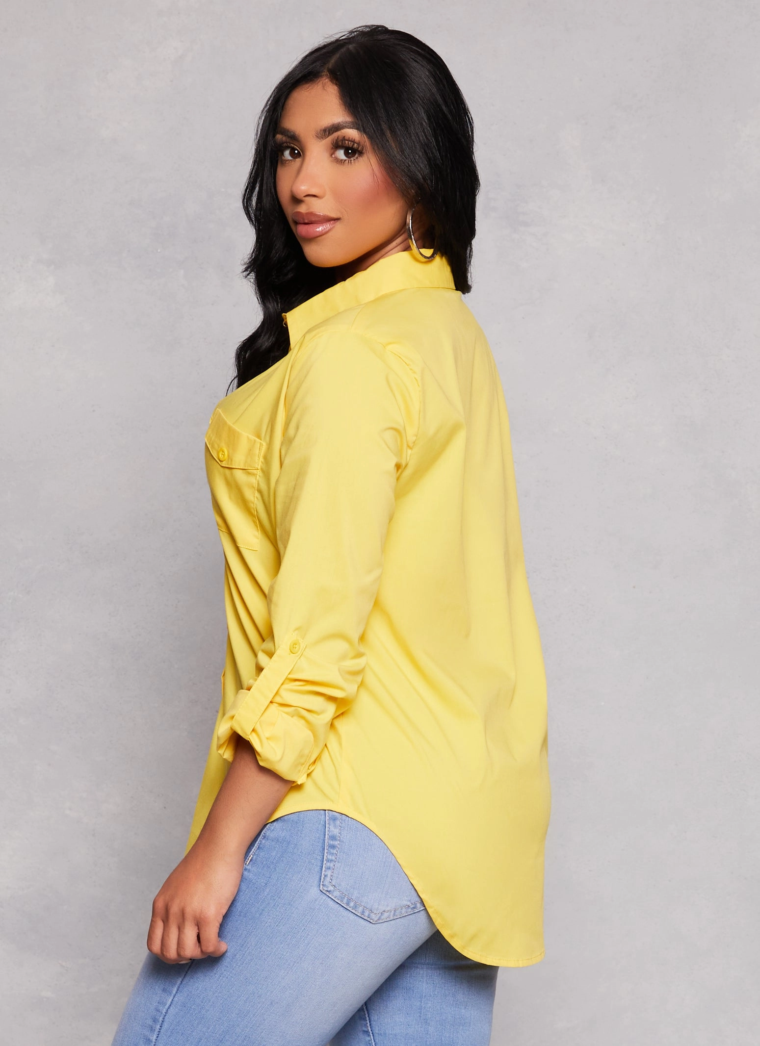 Basic Poplin Button Front Shirt