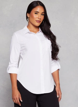 Basic Poplin Button Front Shirt