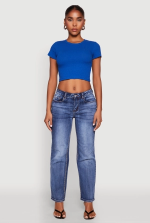 Basic Ribbed Knit Cropped Tee