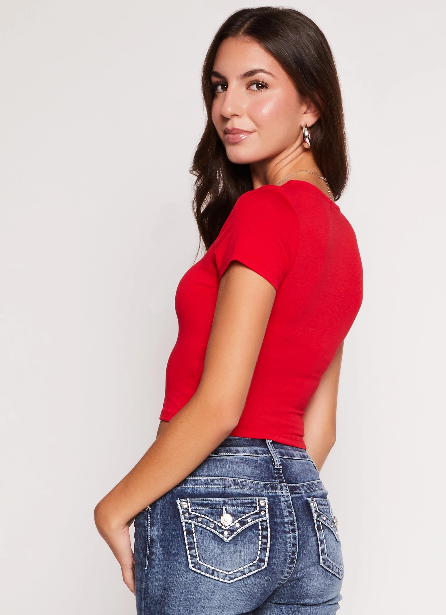 Basic Scoop Neck Cropped Tee
