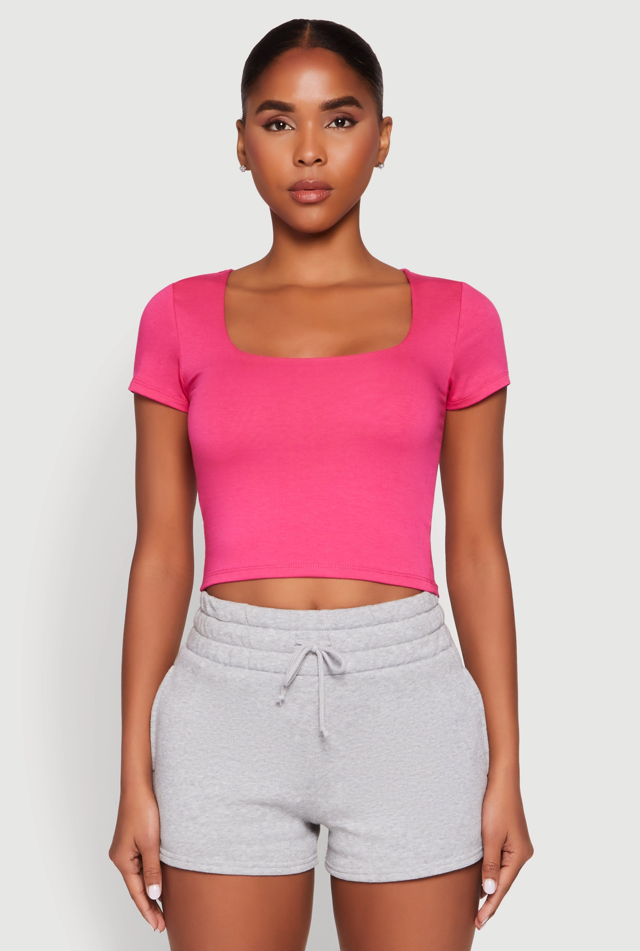 Basic Scoop Neck Cropped Tee