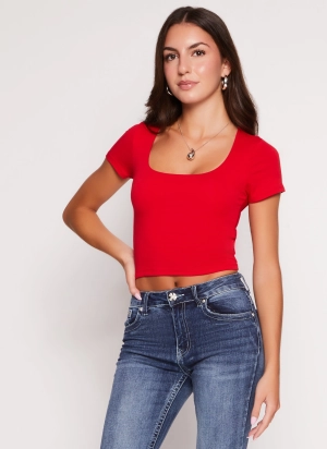 Basic Scoop Neck Cropped Tee