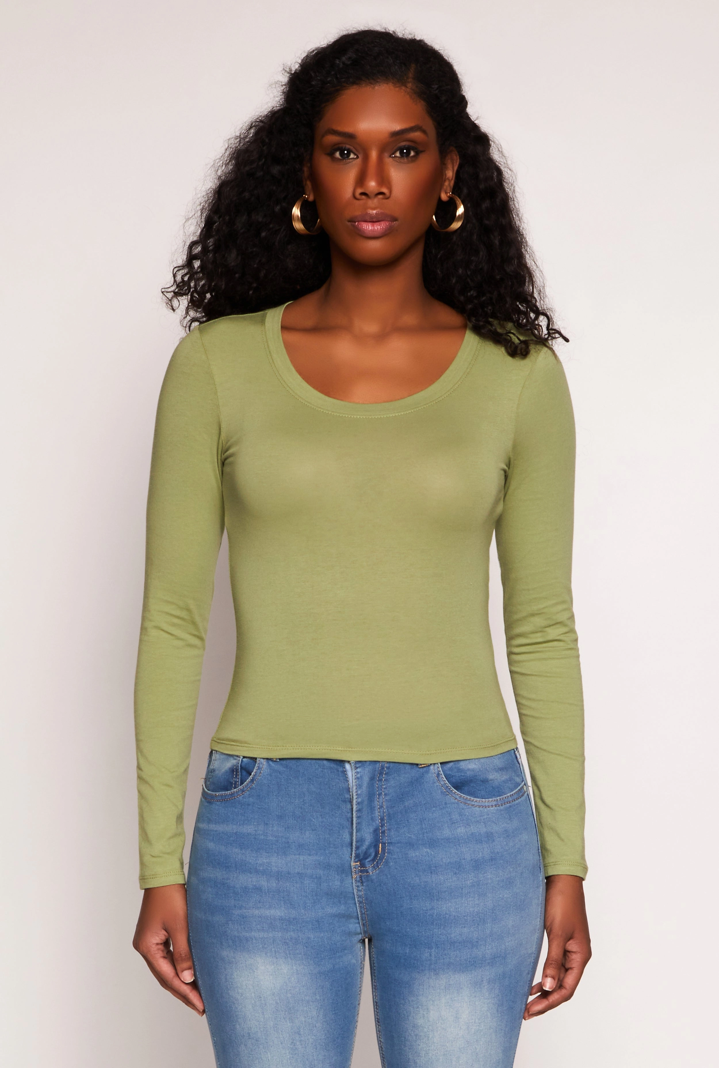 Basic Scoop Neck Long Sleeve Top
