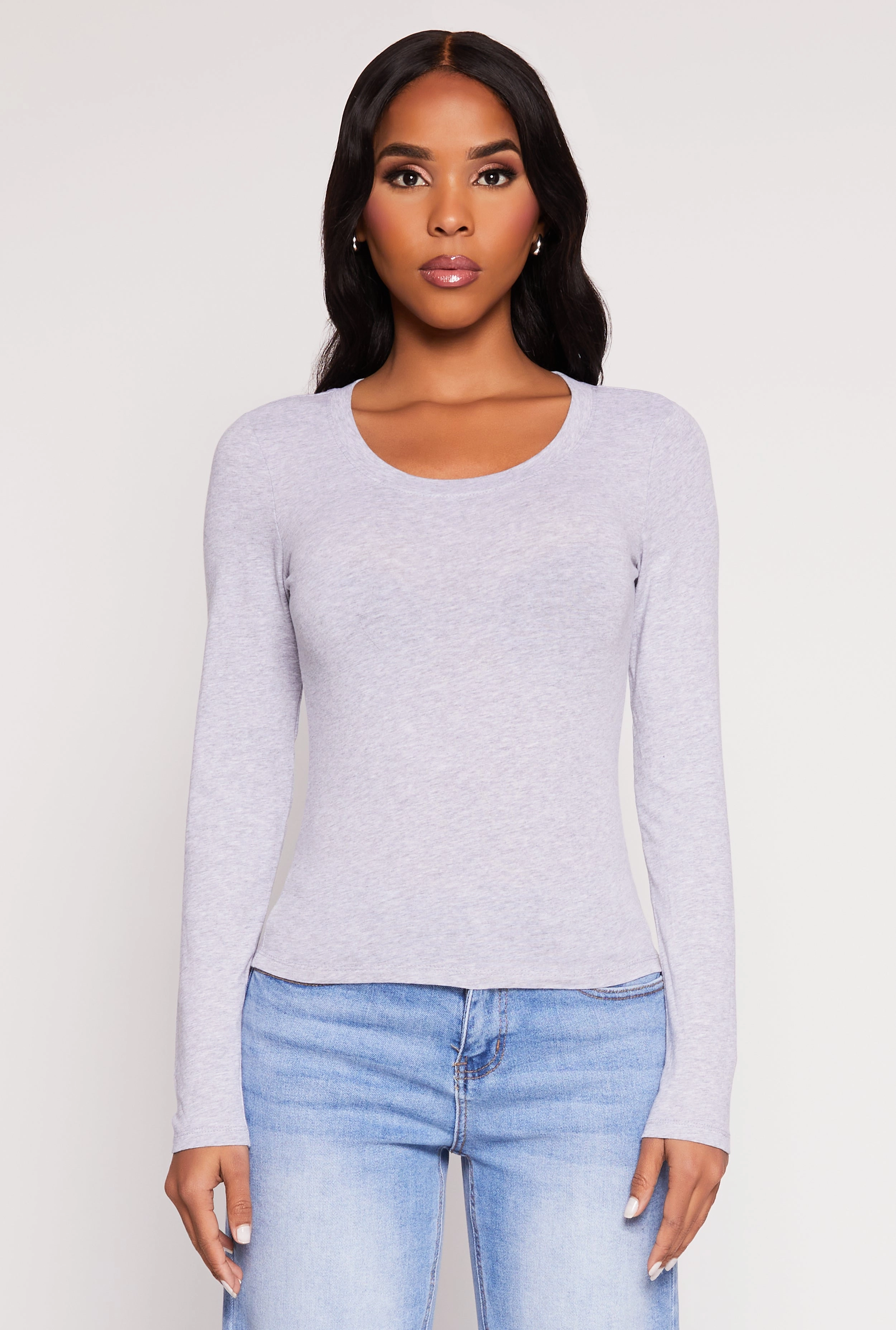 Basic Scoop Neck Long Sleeve Top