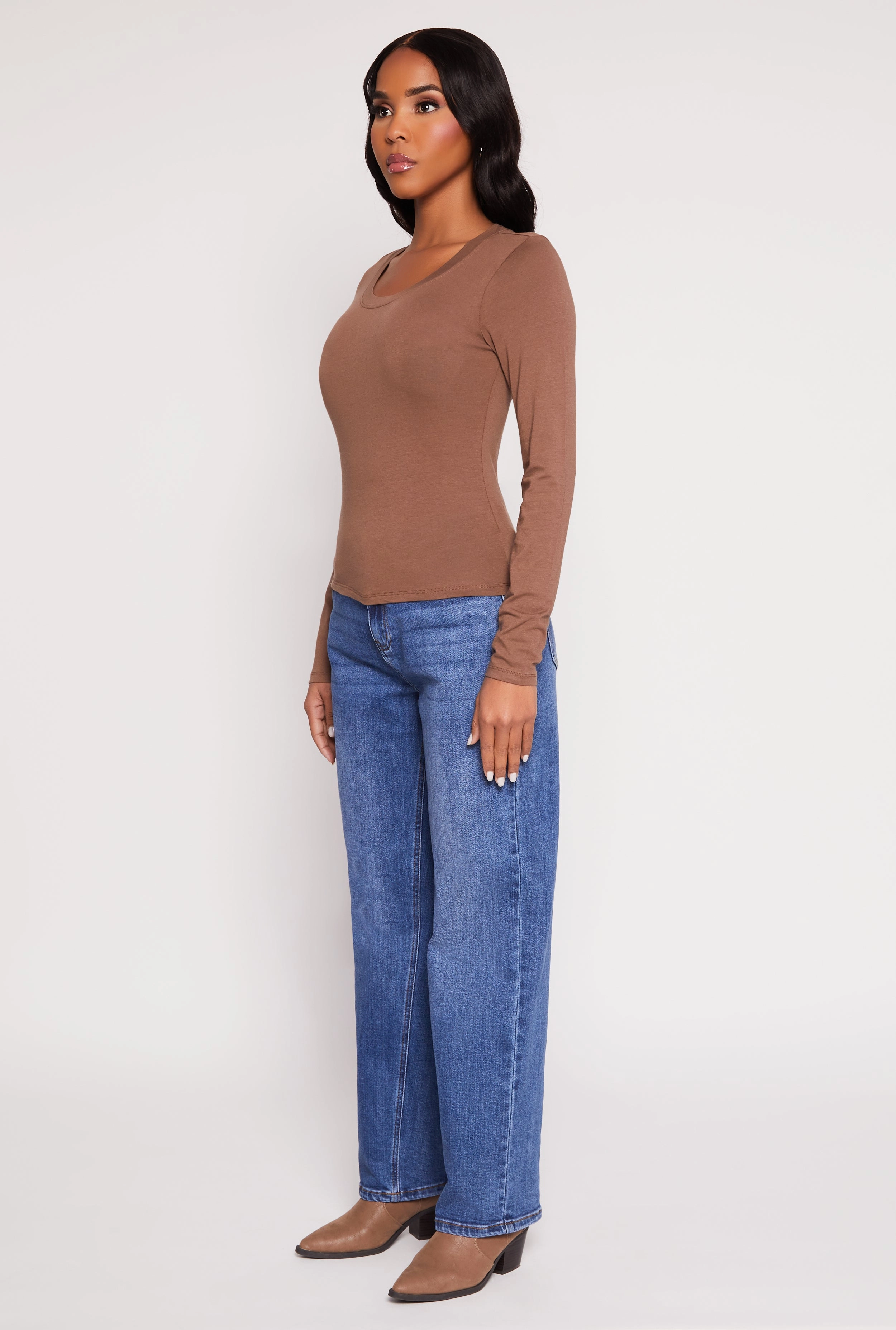 Basic Scoop Neck Long Sleeve Top