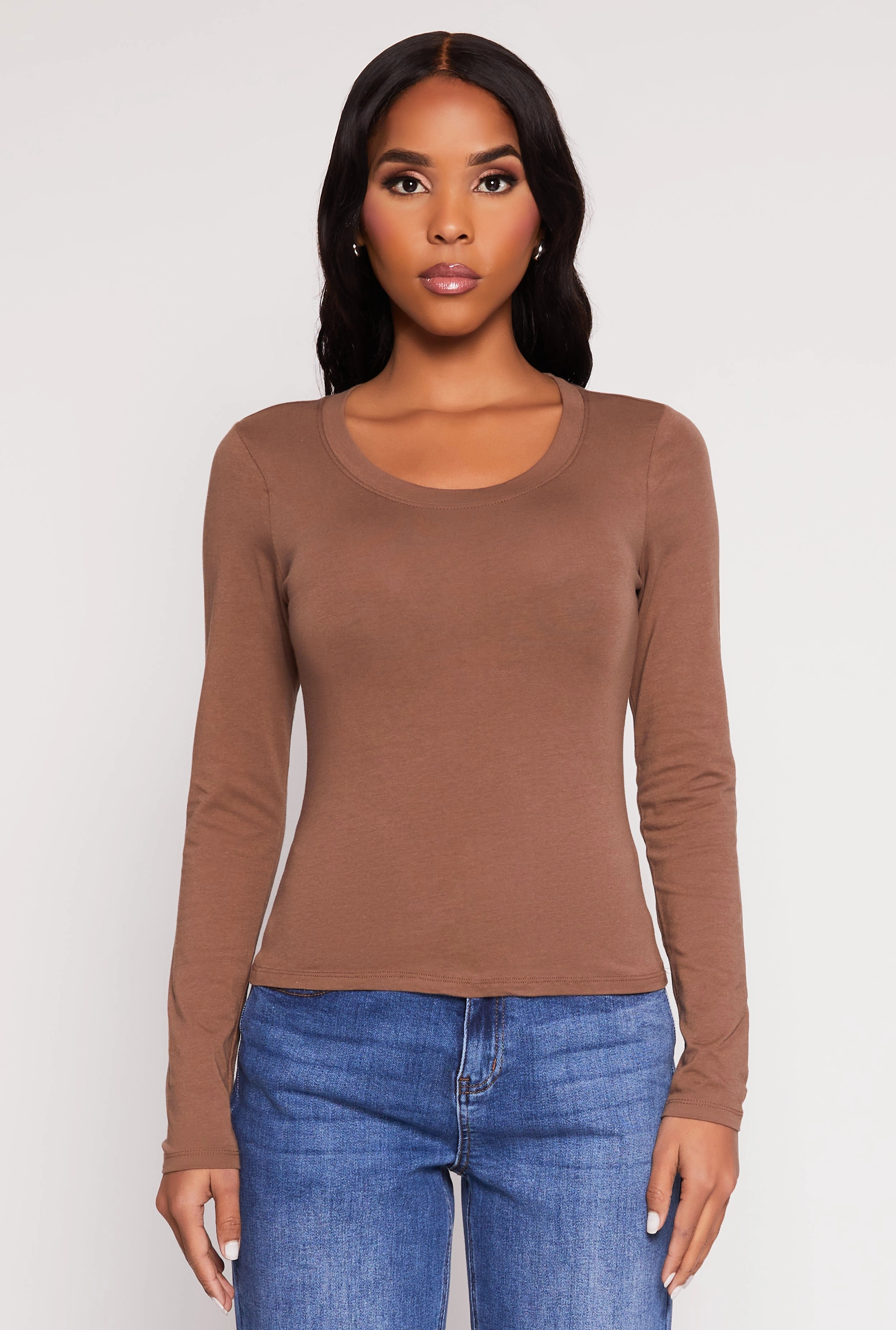 Basic Scoop Neck Long Sleeve Top