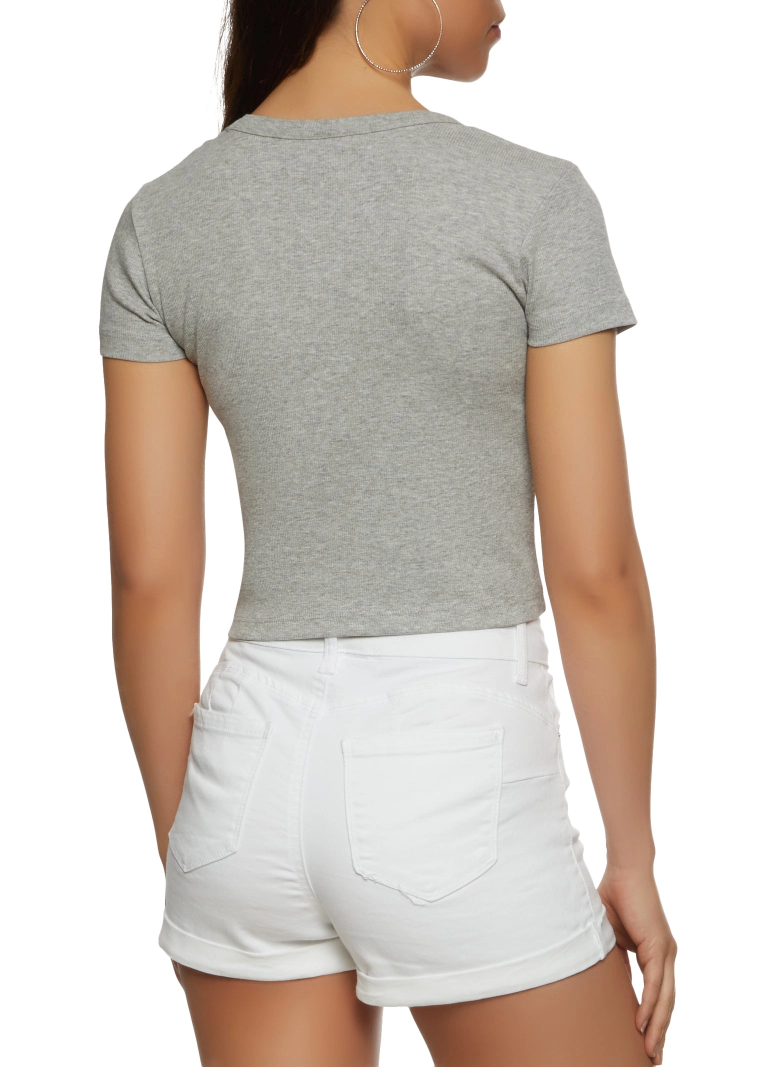 Basic V Neck Cropped T Shirt
