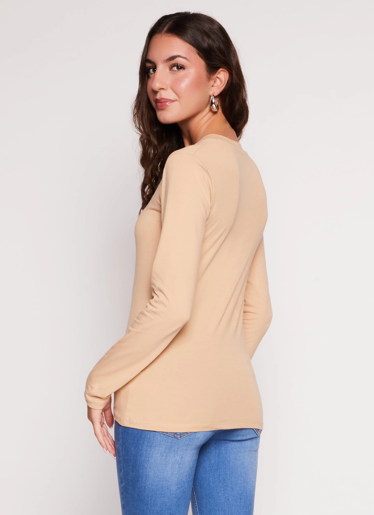 Basic V Neck Long Sleeve T Shirt