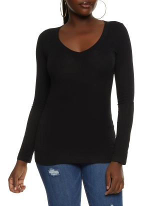Basic V Neck Long Sleeve Top