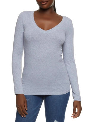 Basic V Neck Long Sleeve Top