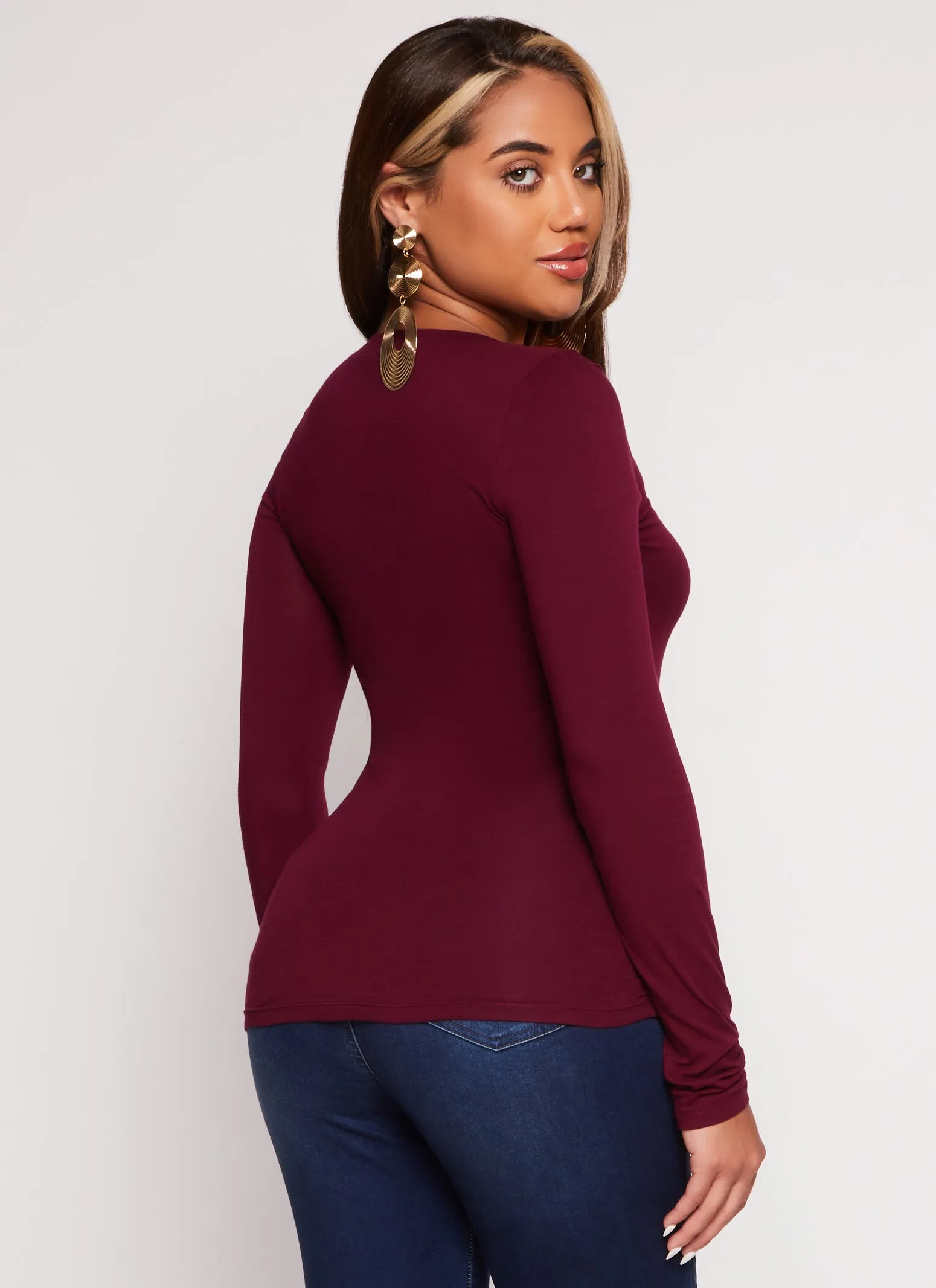 Basic V Neck Long Sleeve Top