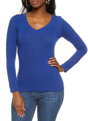Basic V Neck Long Sleeve Top