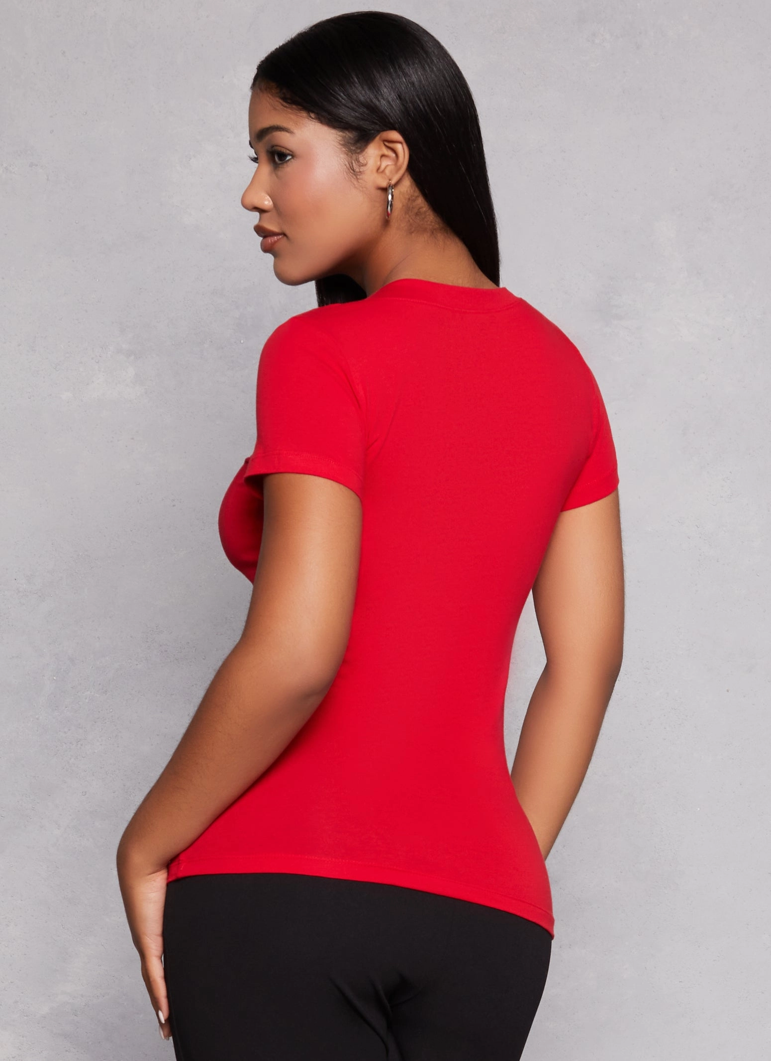 Basic V Neck Short Sleeve Tee