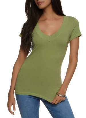 Basic V Neck Short Sleeve Tee