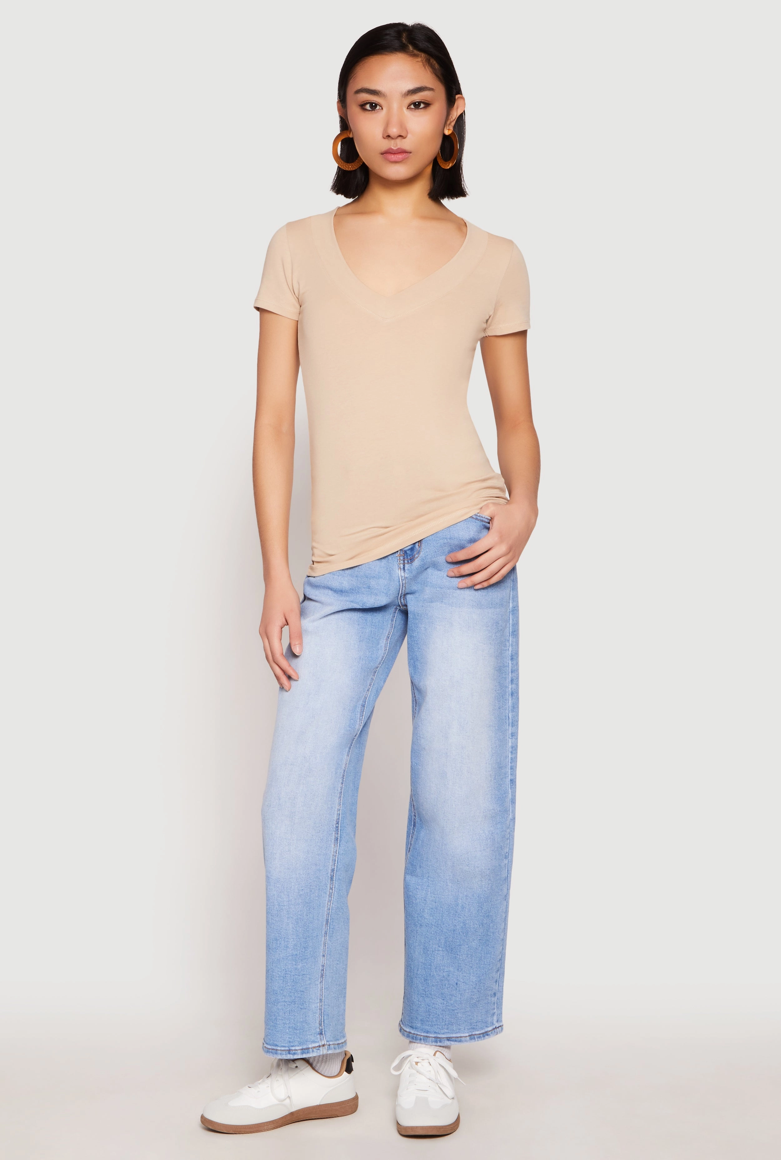 Basic V Neck Short Sleeve Tee