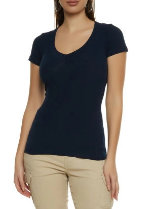 Basic V Neck Short Sleeve Tee