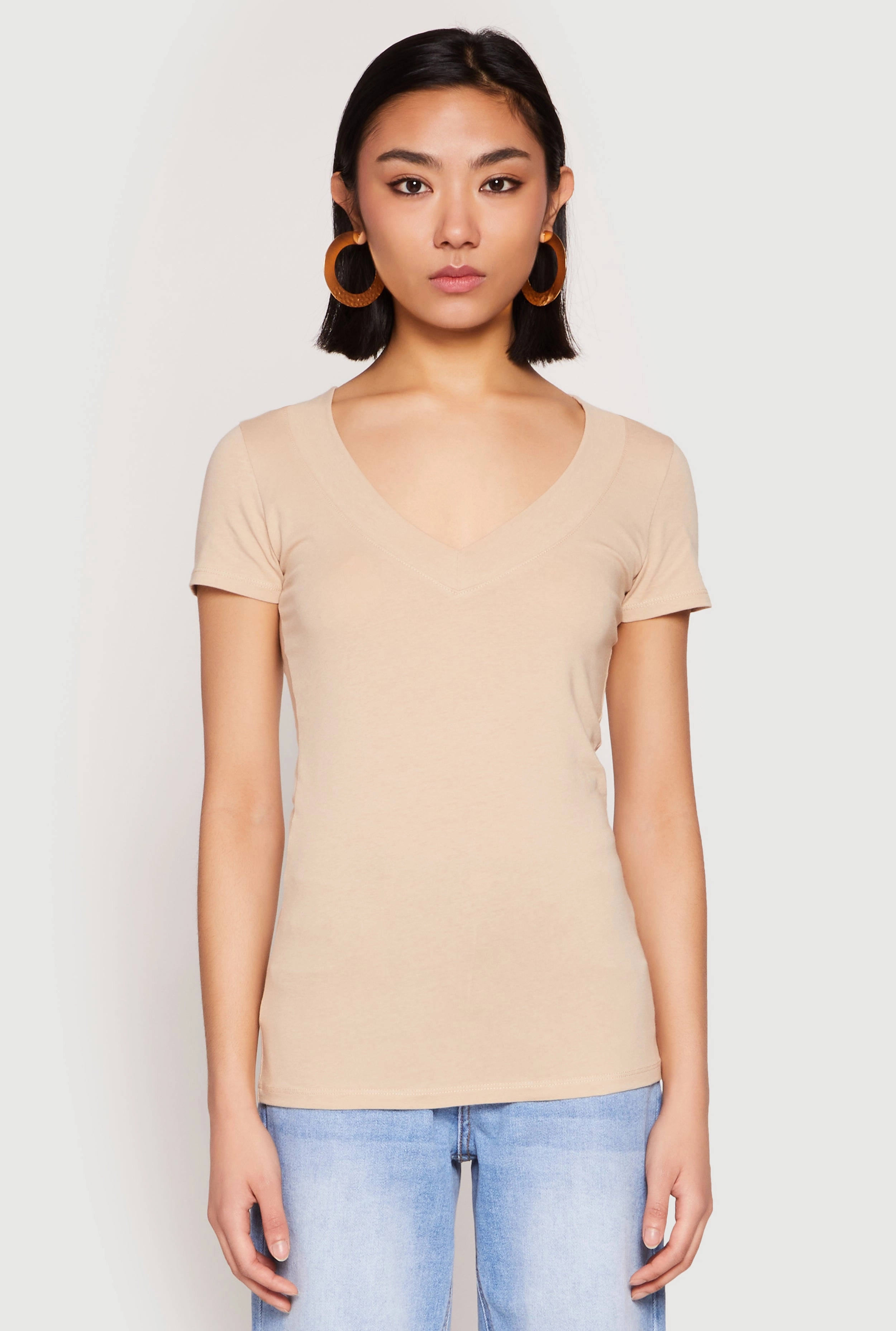 Basic V Neck Short Sleeve Tee