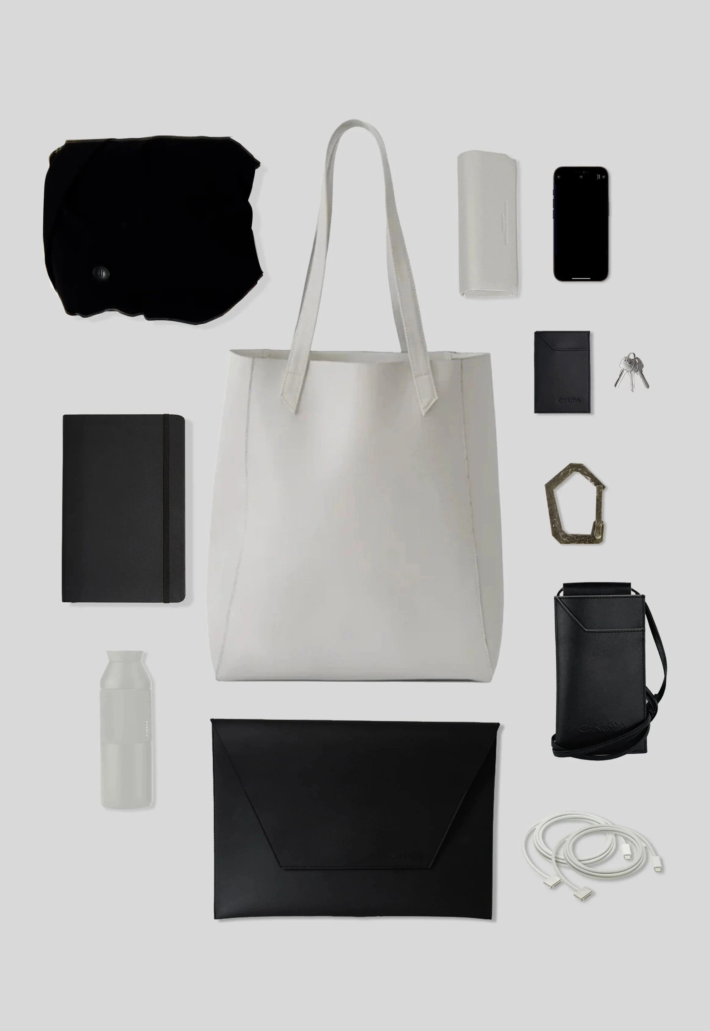 Basic Vegan Leather Everyday Tote Bag | Stone