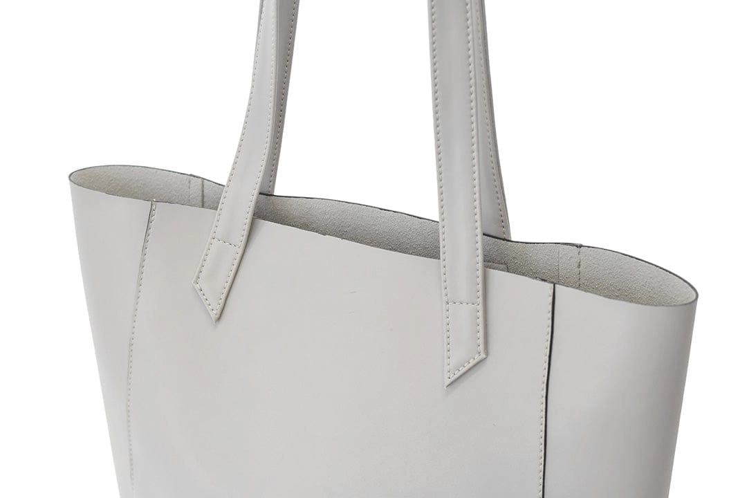 Basic Vegan Leather Everyday Tote Bag | Stone